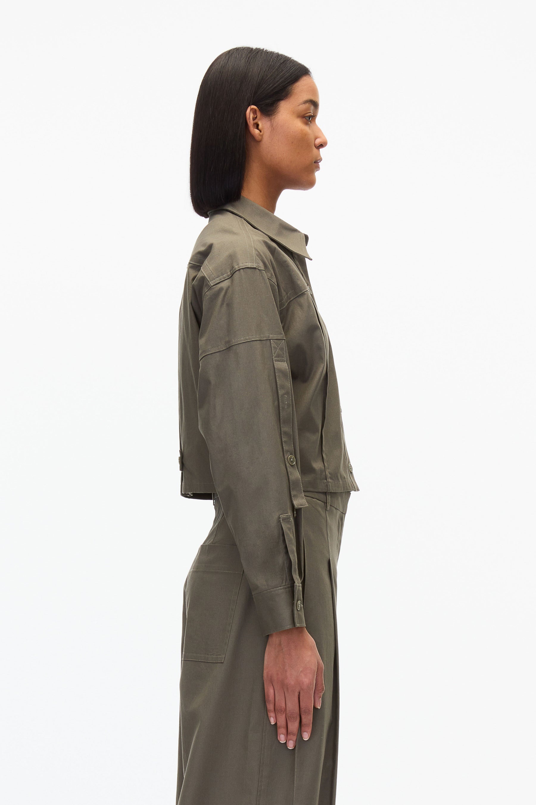 Cropped Convertible Shirt Jacket - 4