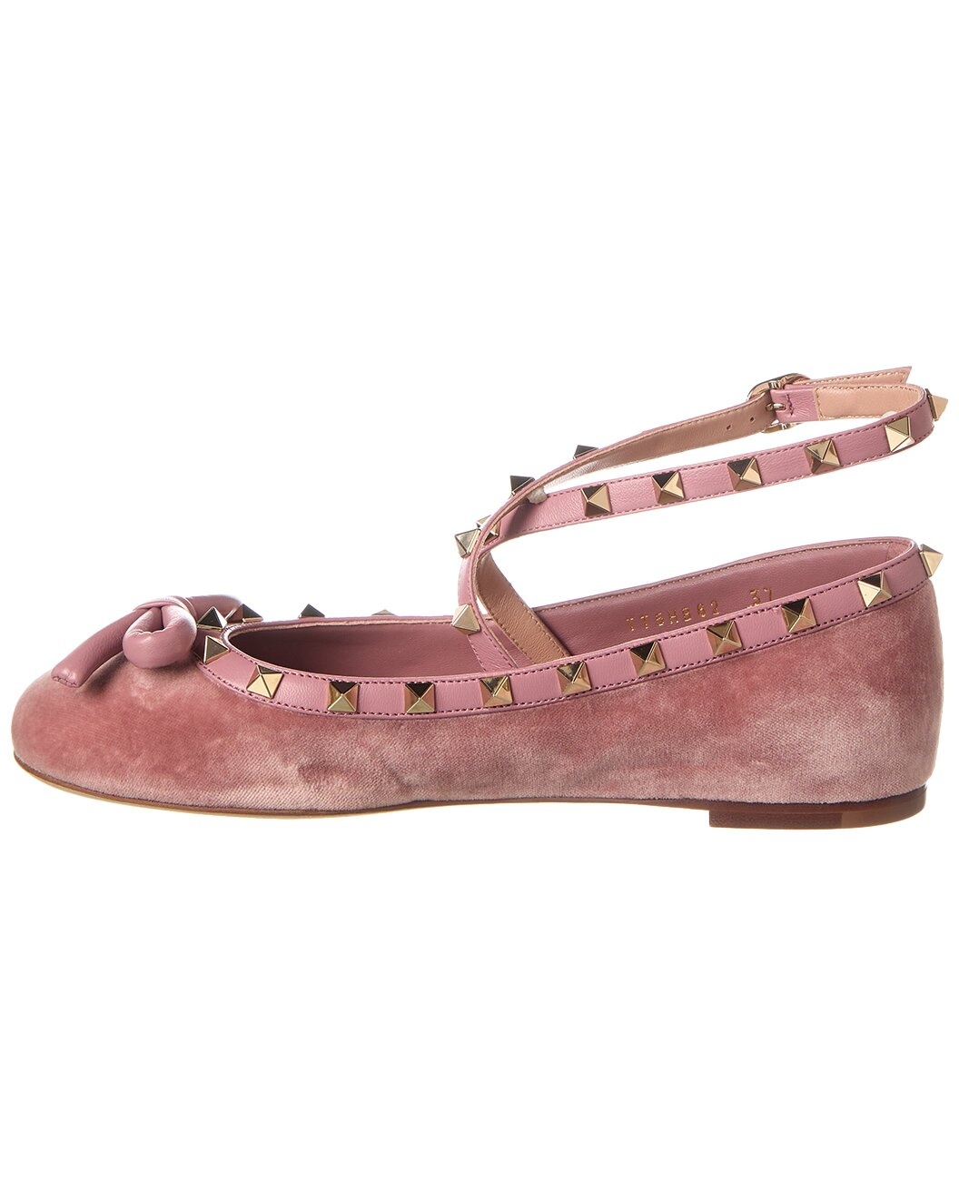 Valentino Rockstud Velvet & Leather Flat - 2