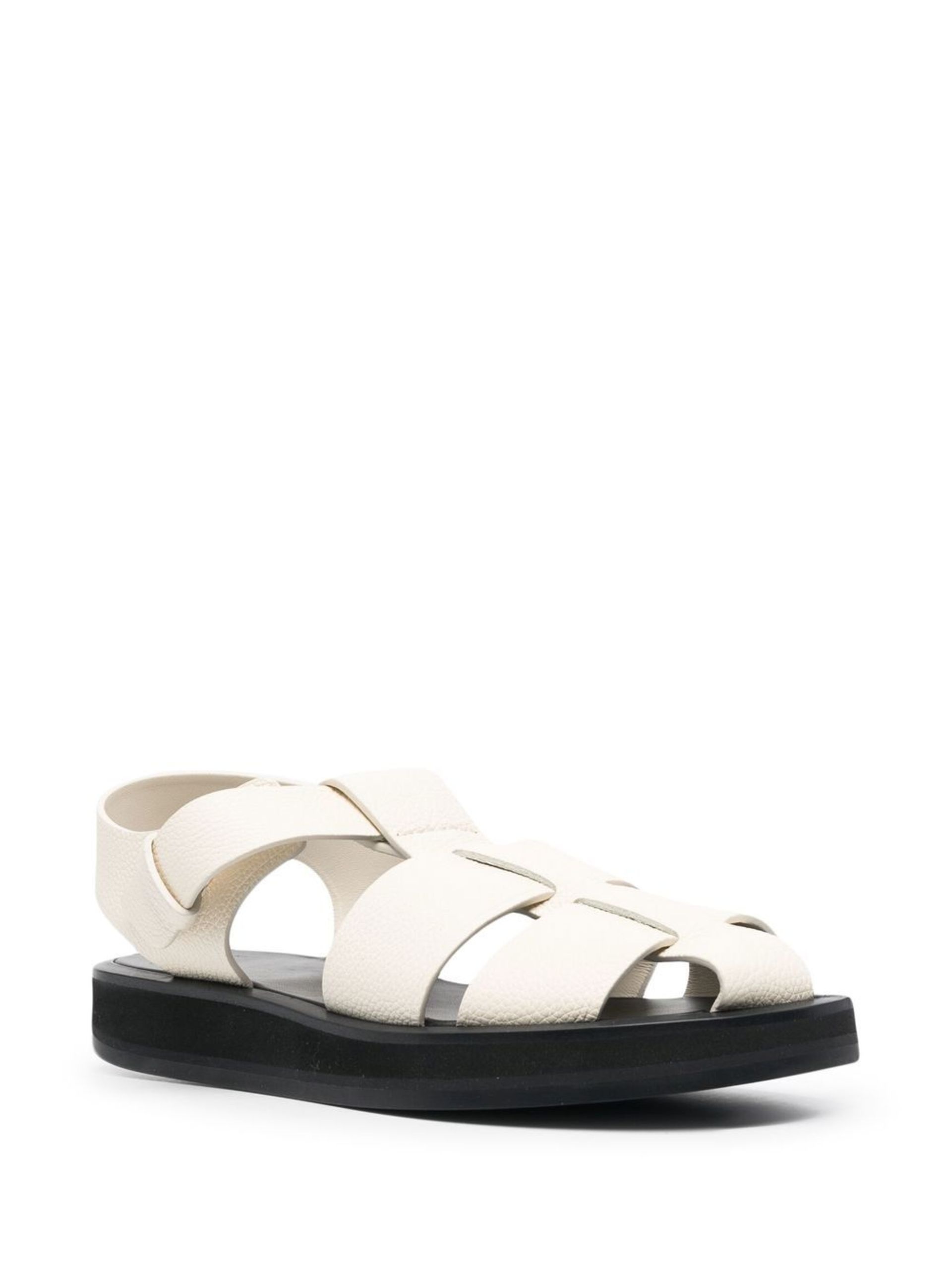 white grained leather fisherman sandals - 2