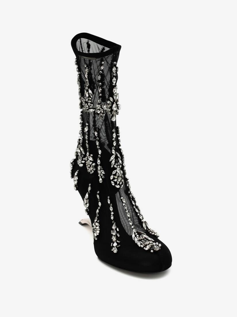 Embroidered Arc Boot in Black/silver - 2