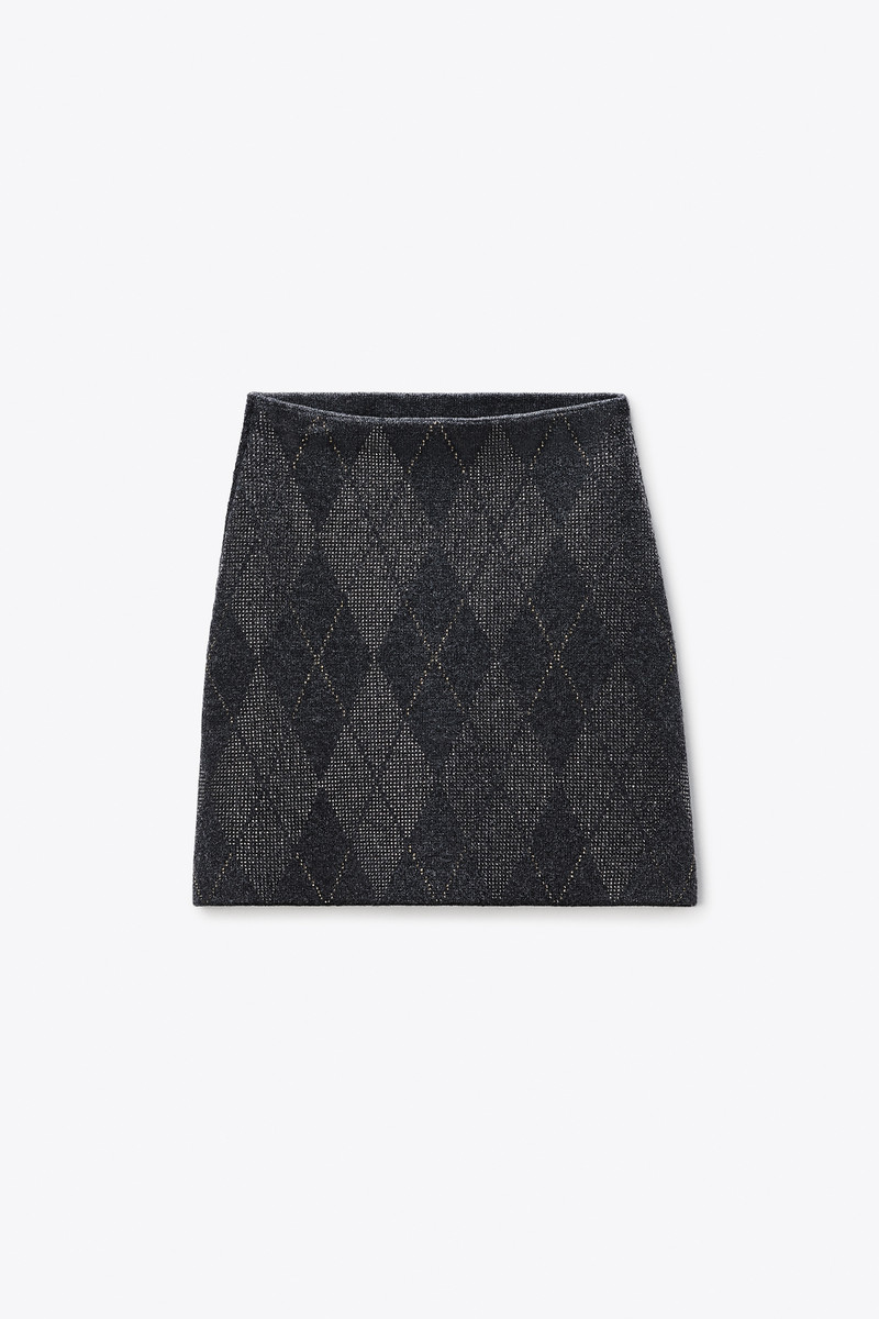 Crystal Hotfix Argyle Wool-Blend Tennis Skirt 1