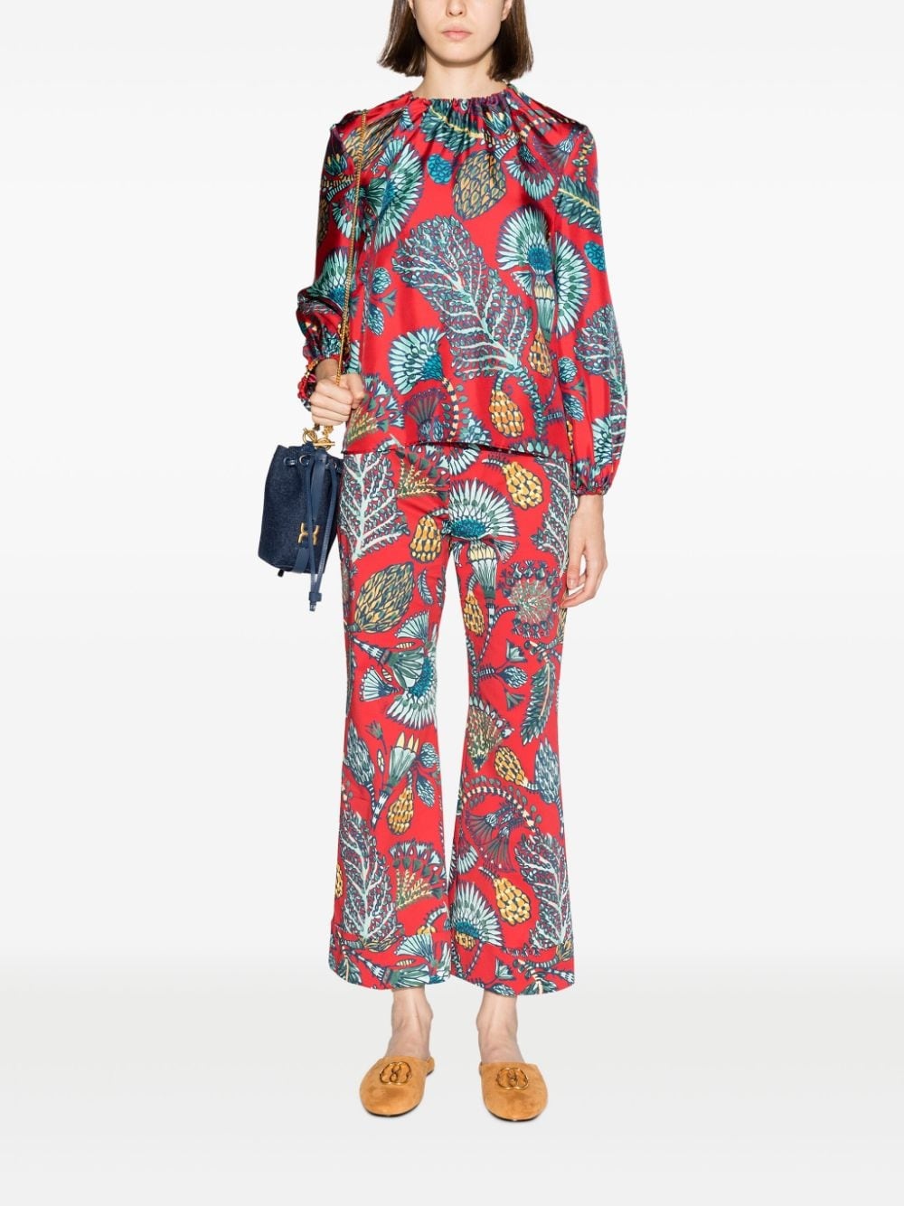 Hendrix botanical-print flared trousers - 2