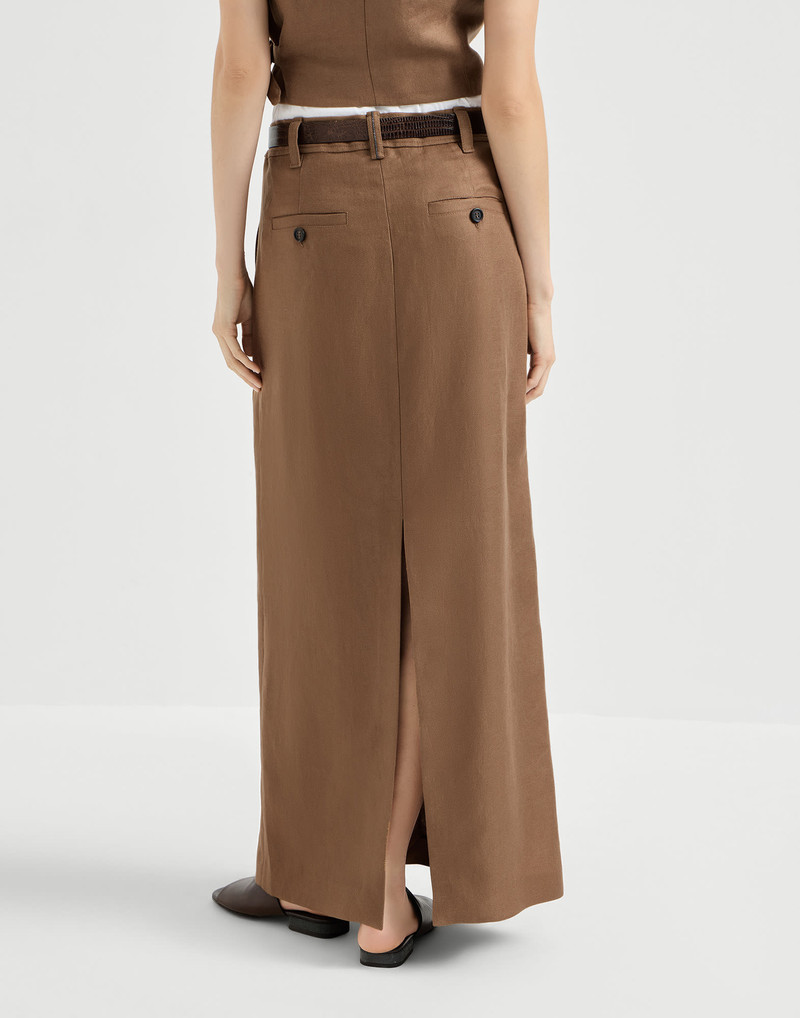 Brunello Cucinelli Linen diagonal sartorial skirt with monili outlook