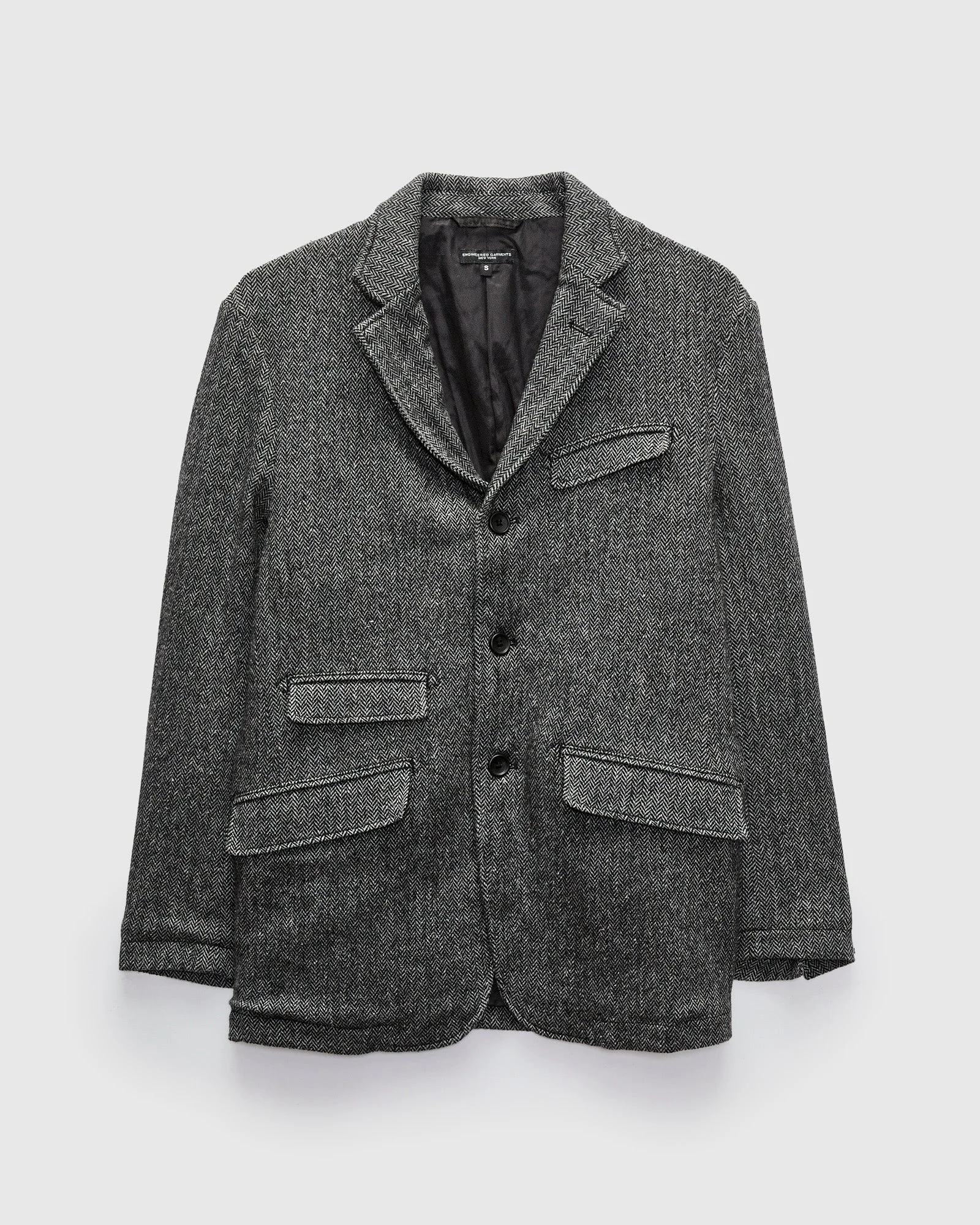 Andover Jacket in Grey Poly Wool Herringbone - 1