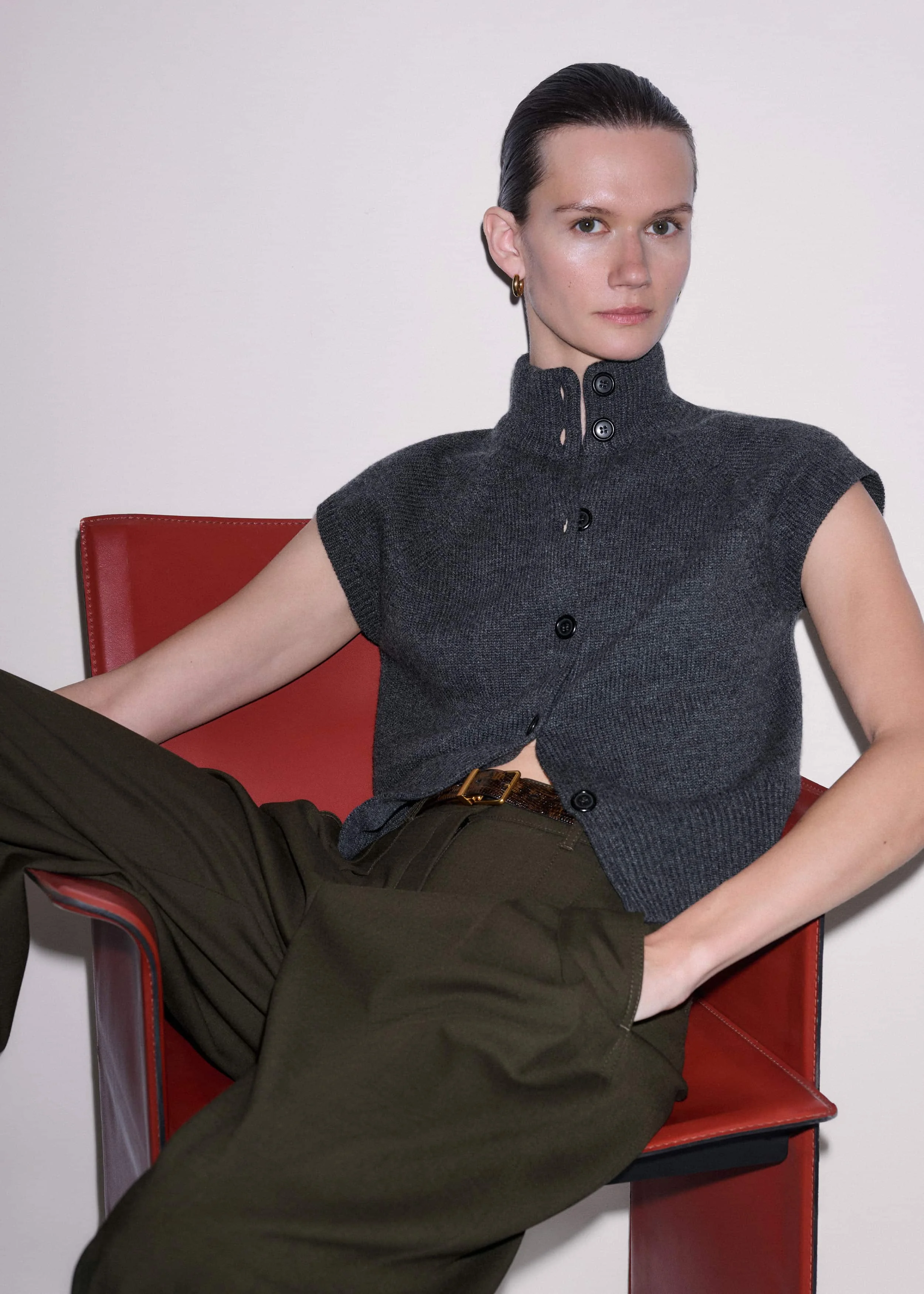 High Neck Relaxed Vest - 1