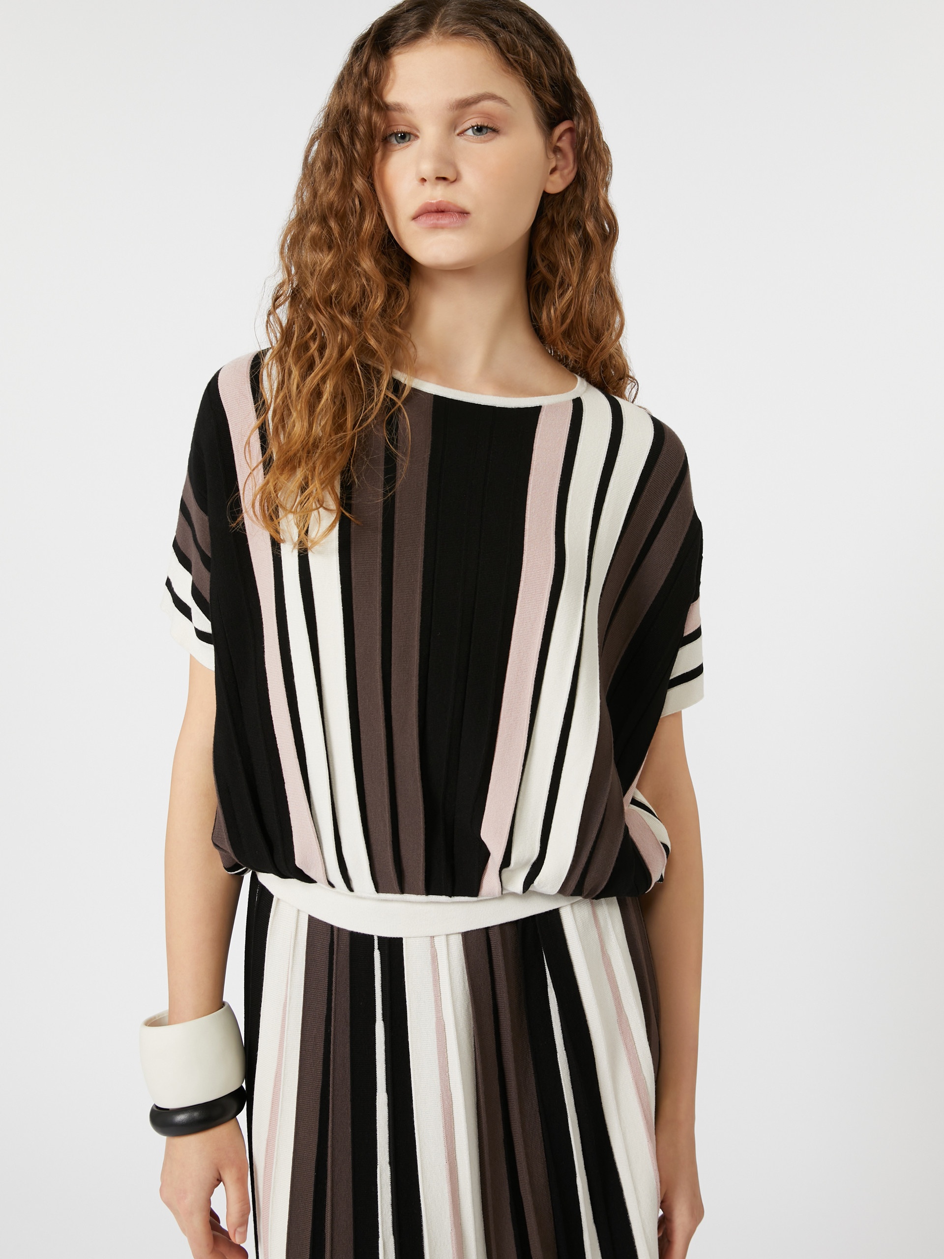 PEGOLA Plissé-pleated viscose yarn top - 5