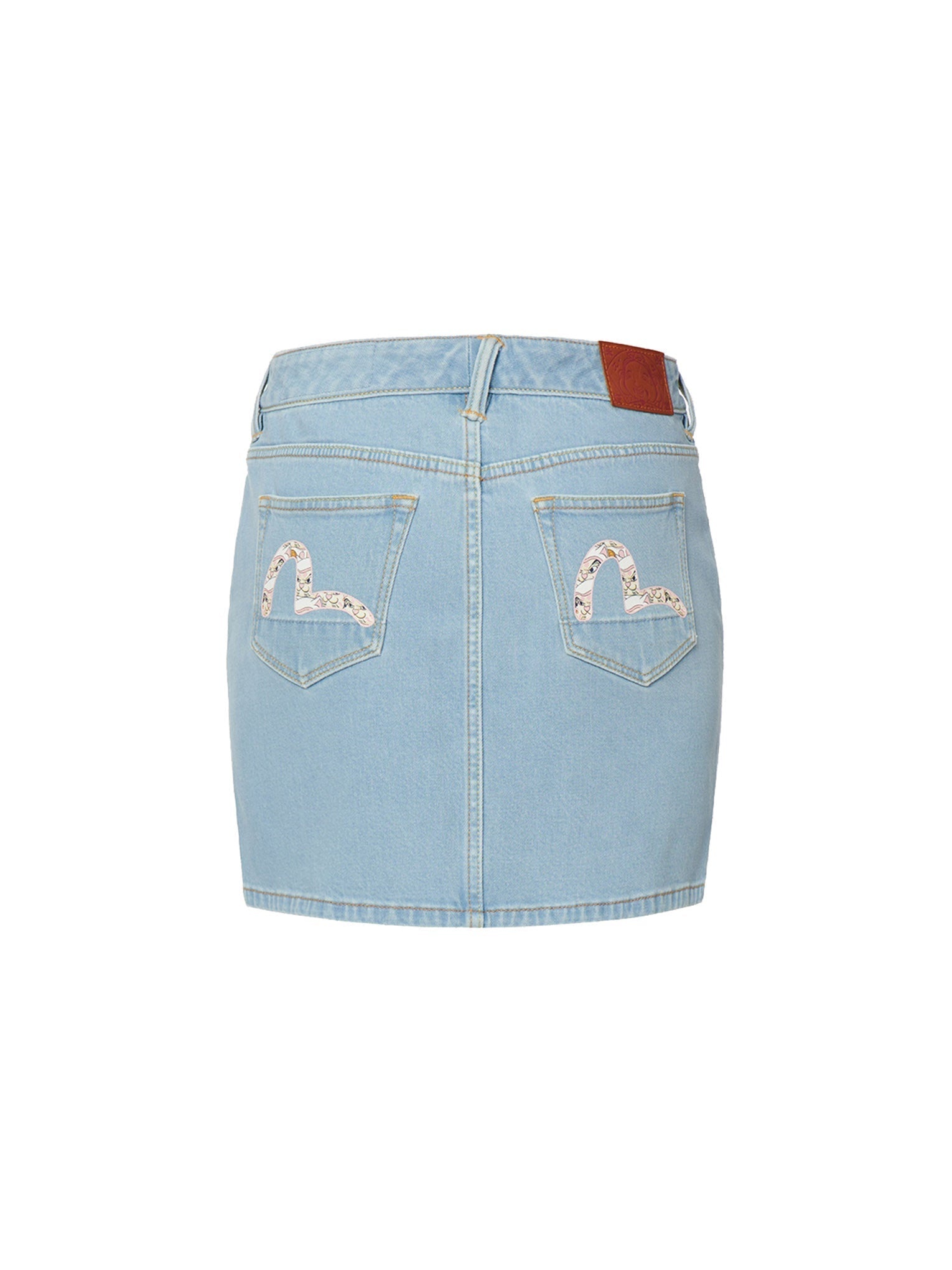 Floral Seagull Embroidery Denim Pencil Skirt - 9