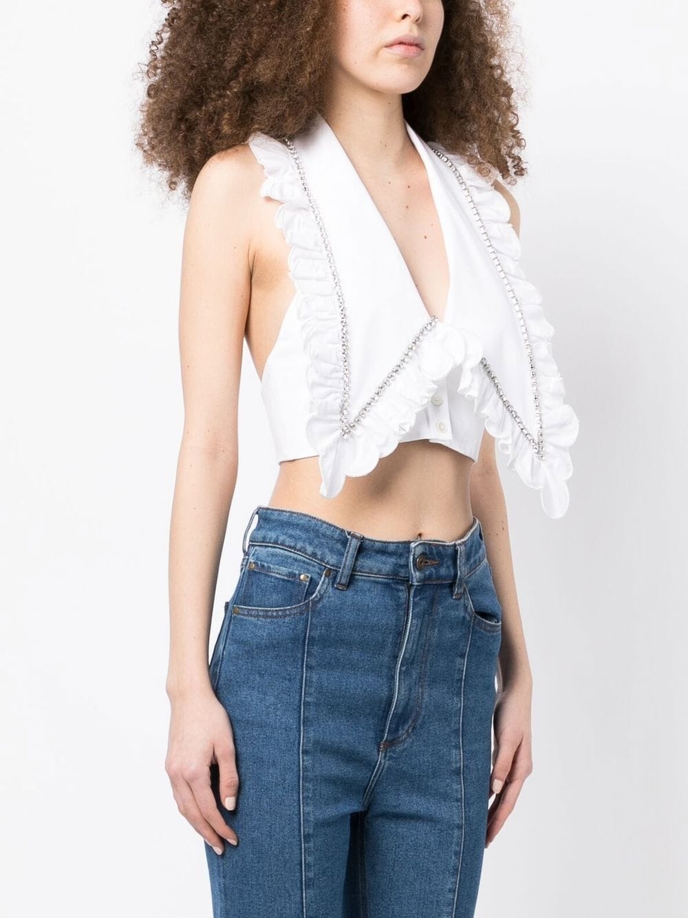 crystal-embellished cropped top - 3