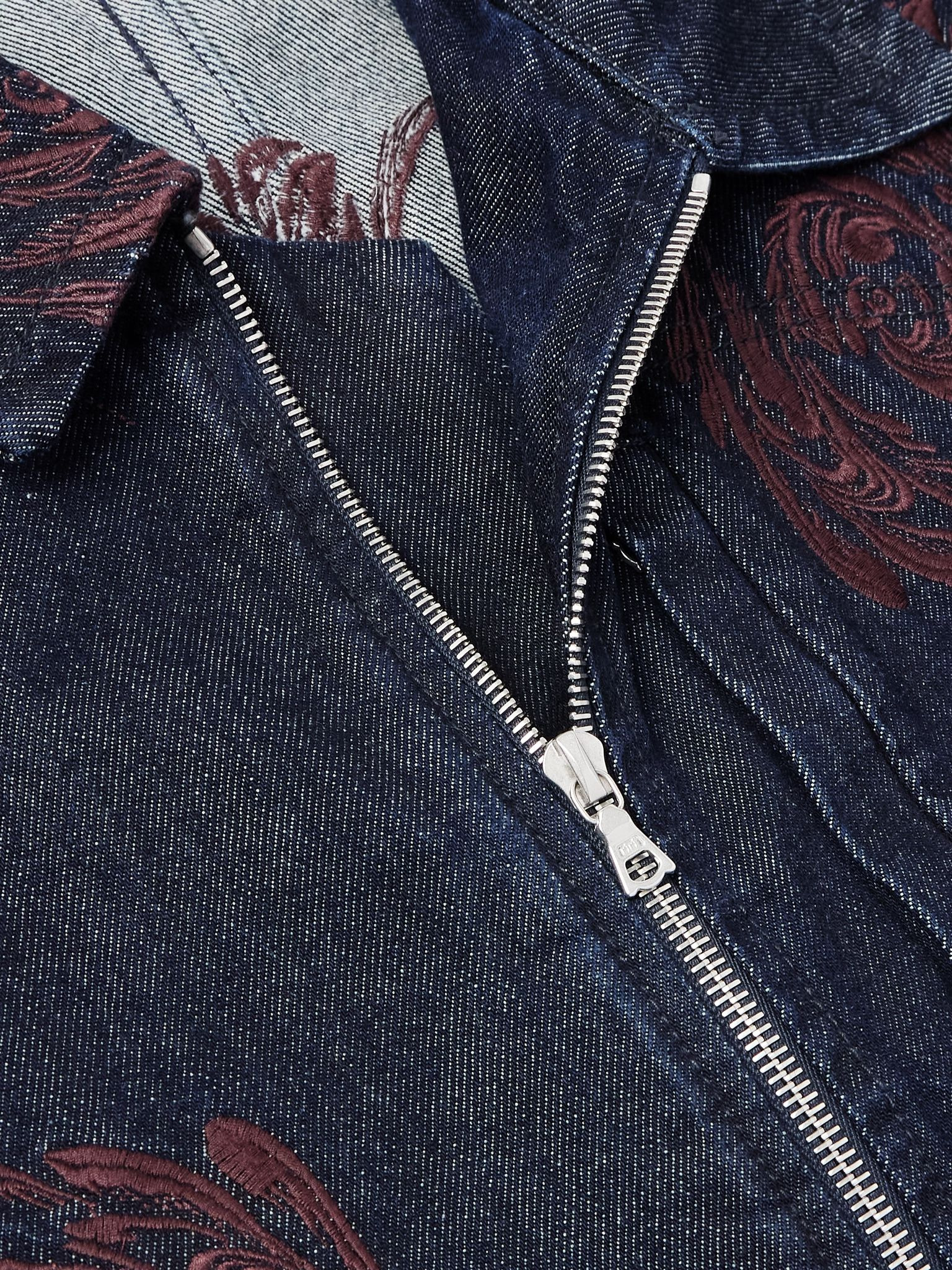 Embroidered Denim Jacket Blue - 5