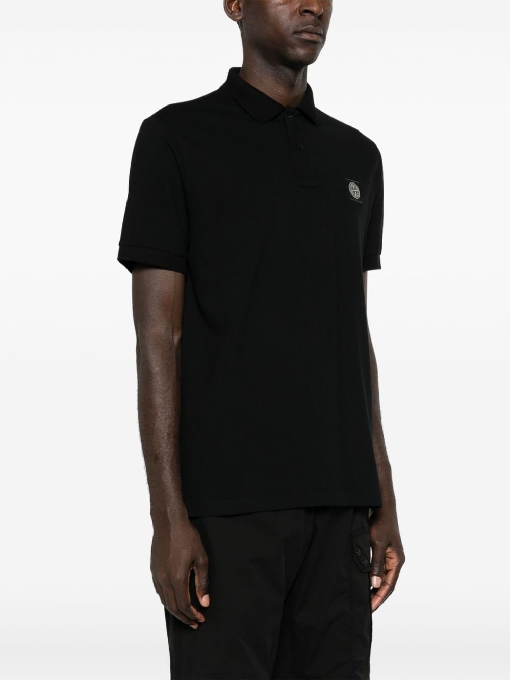 Compass-patch piqué polo shirt - 3
