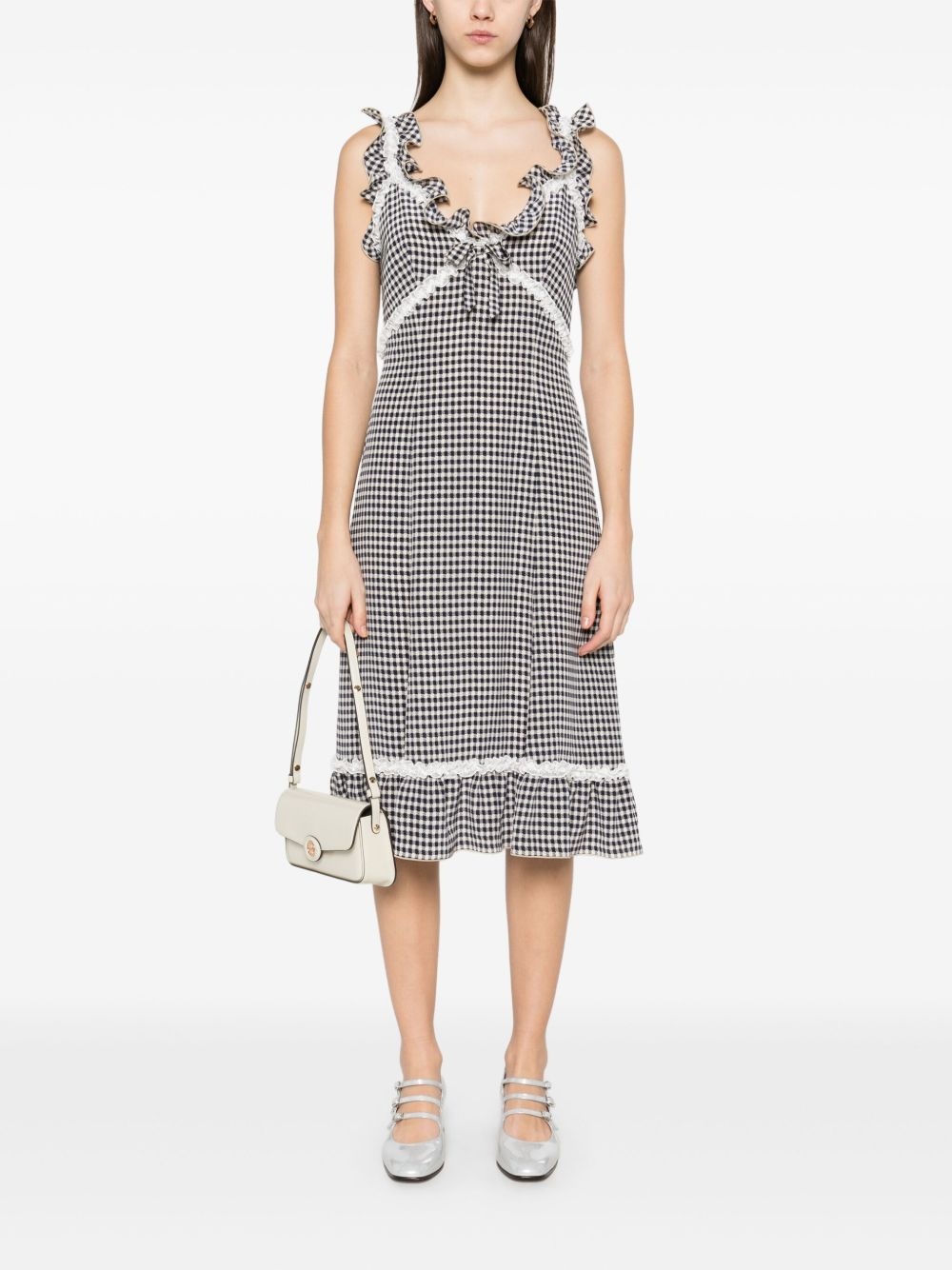 grid-pattern midi dress - 2