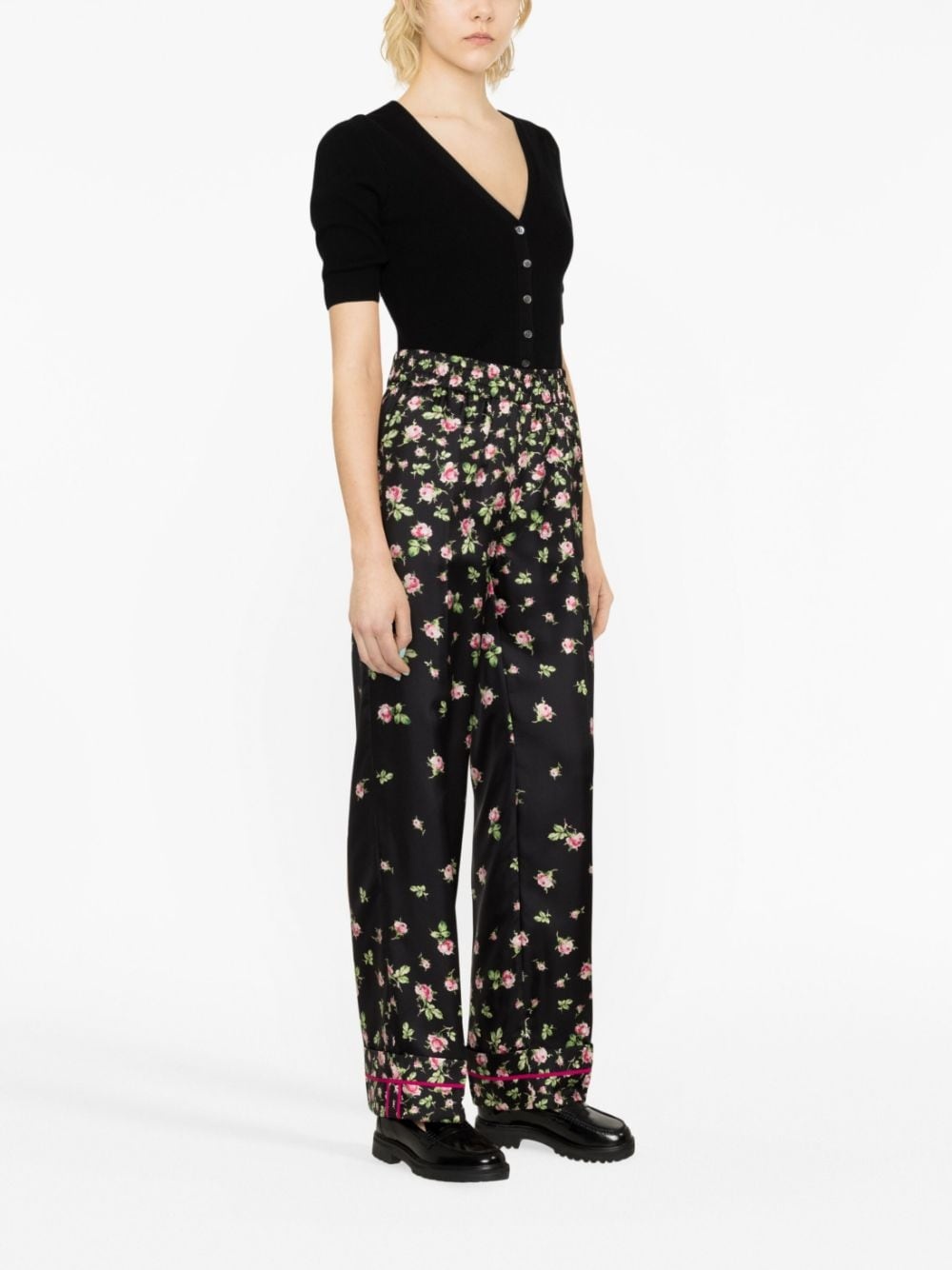 Rose Ombré-print silk trousers - 4