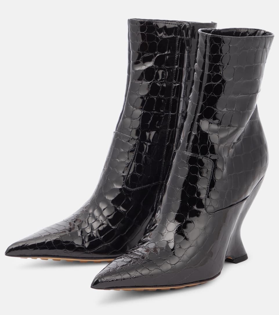 Punta croc-effect leather ankle boots - 5