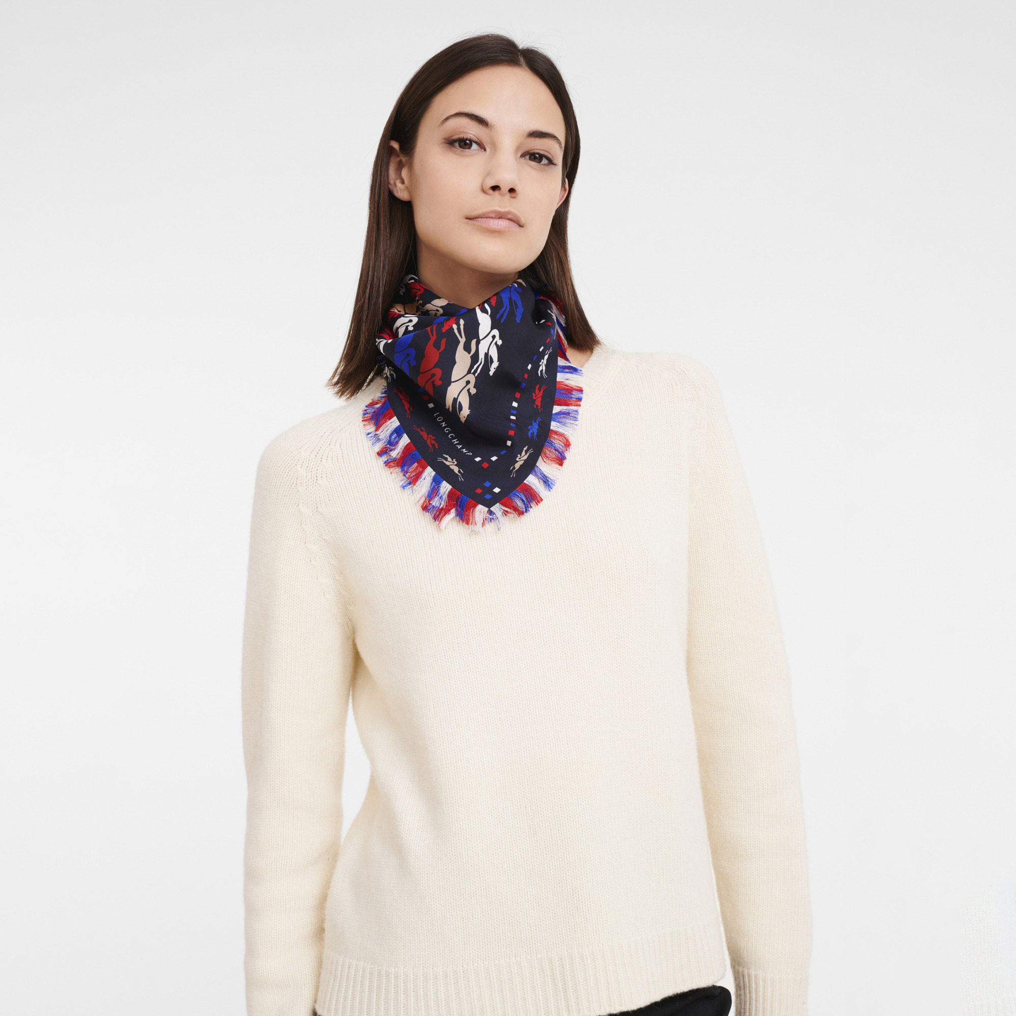 Très Paris Longchamp Silk scarf 70 Navy - Silk - 3