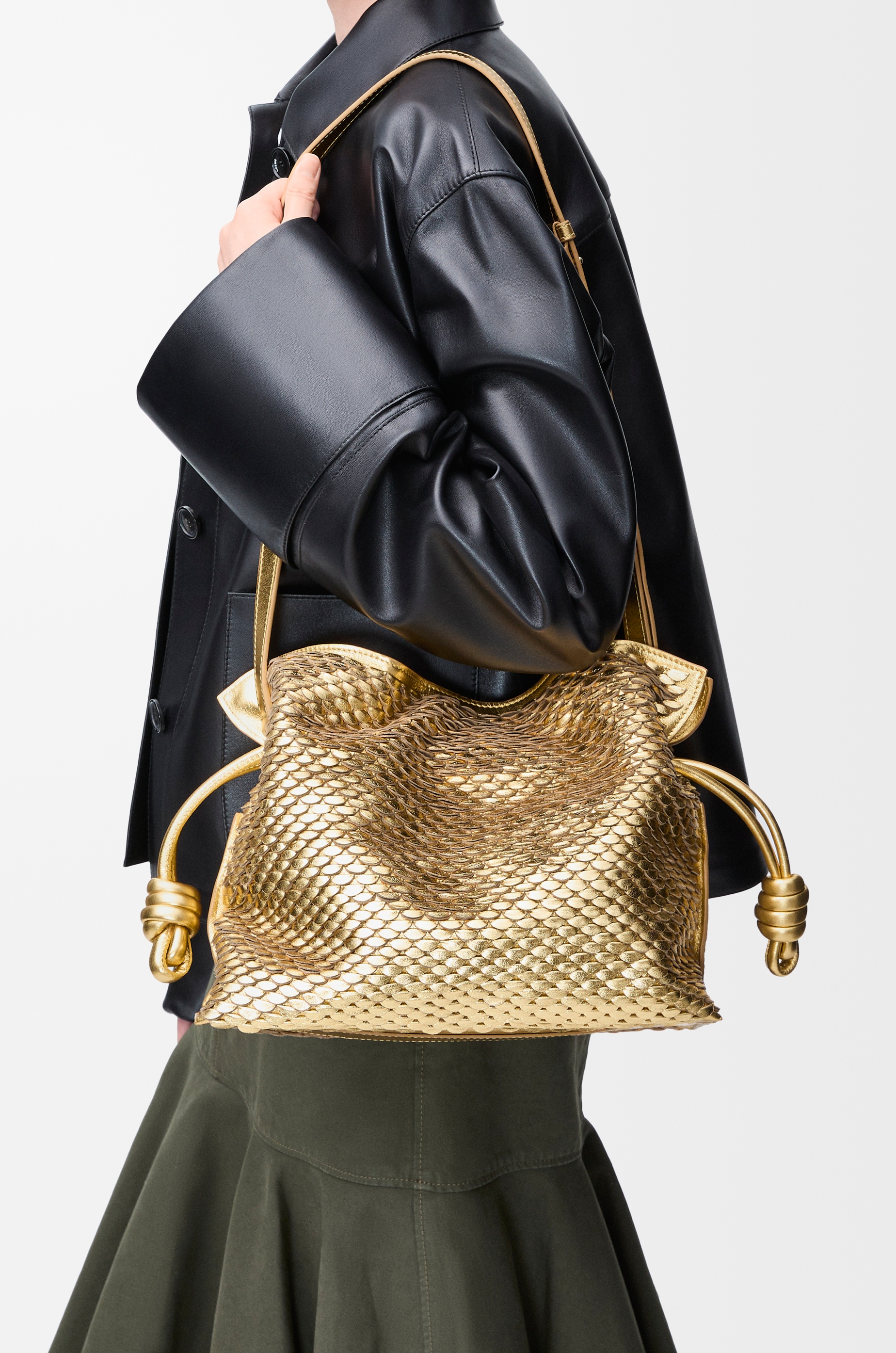 Medium Flamenco clutch in laminated lambskin - 2