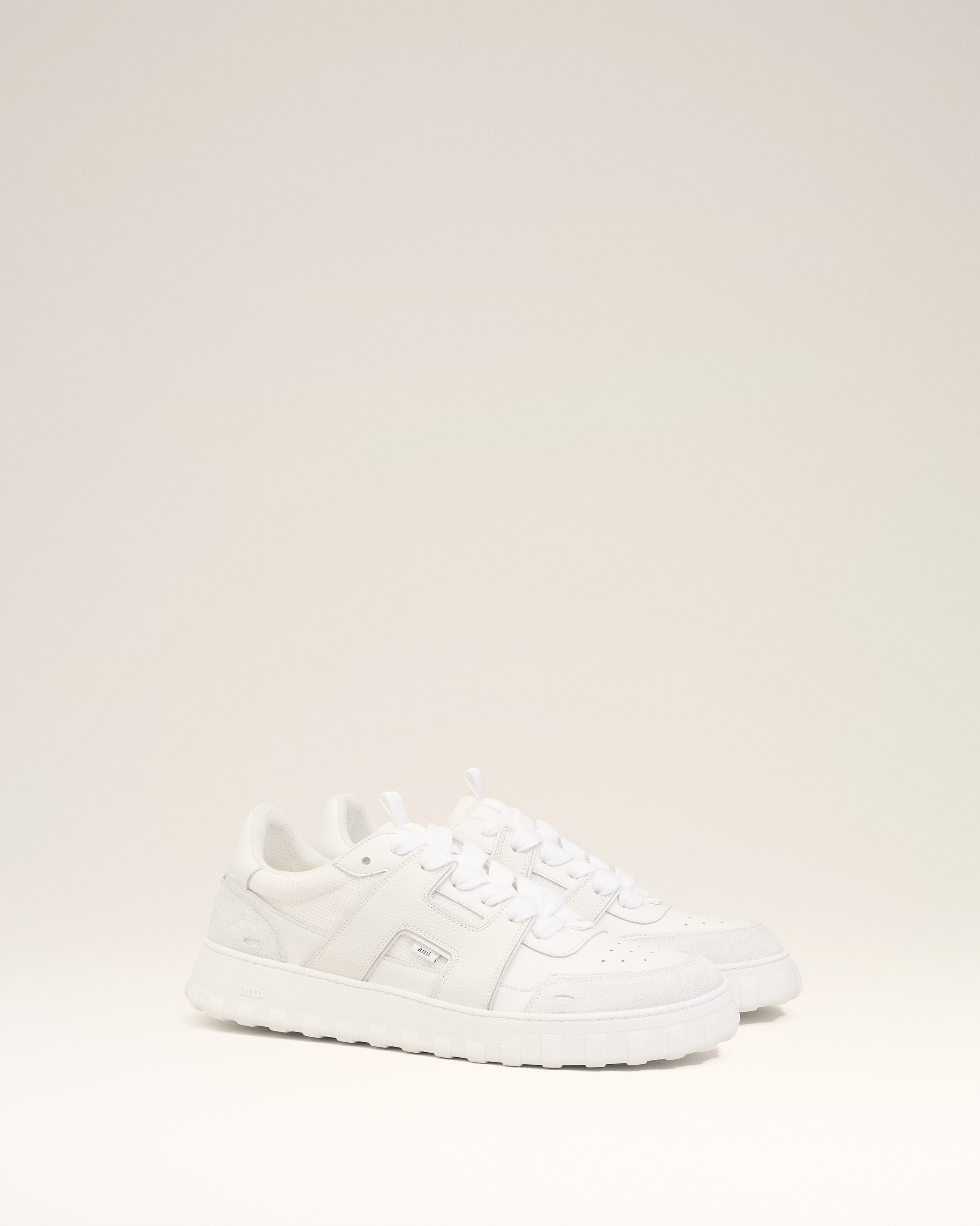 WHITE SMOOTH LEATHER LOW TOP A WALK SNEAKERS - 3