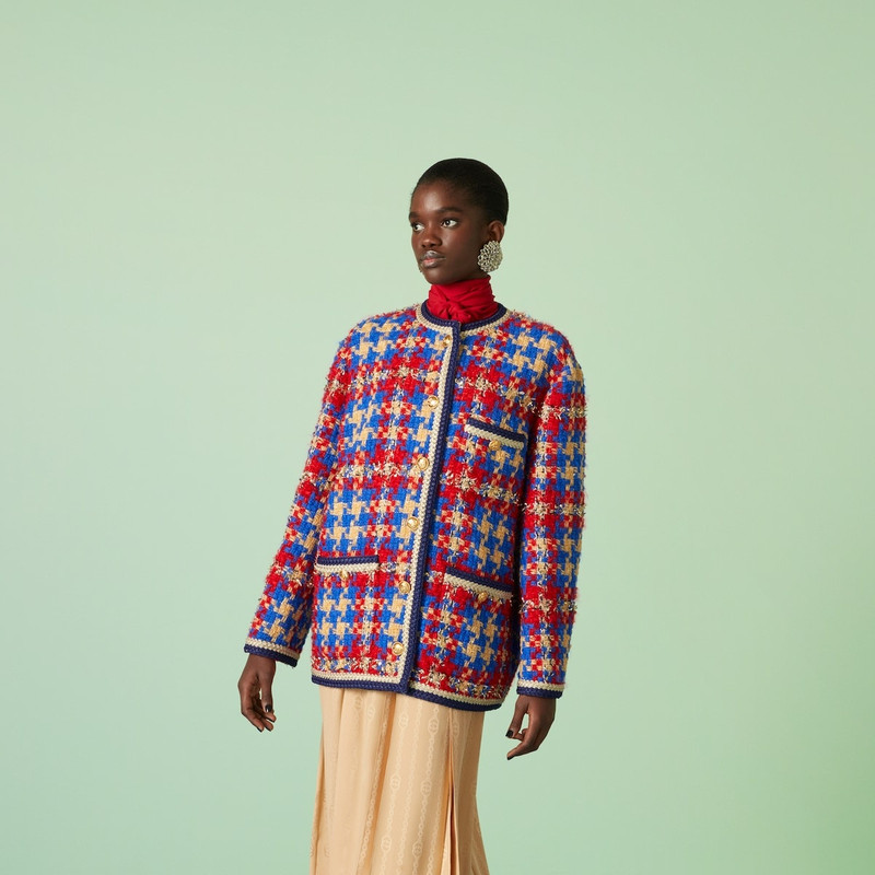 Lamé check wool tweed jacket 5