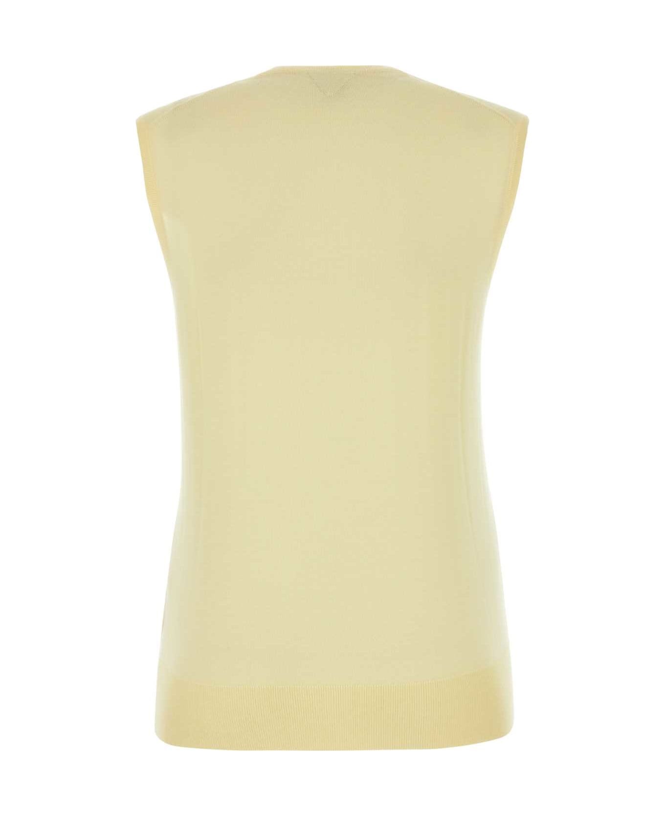 Pastel Yellow Cotton Blend Vest - 2