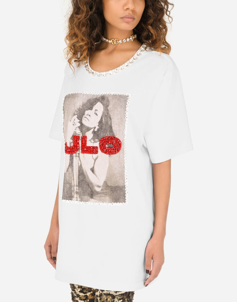 Printed jersey T-shirt with J.LO embellishment 4