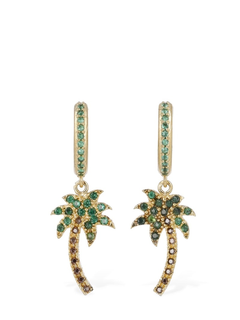 Palm crystal & brass hoop earrings - 1