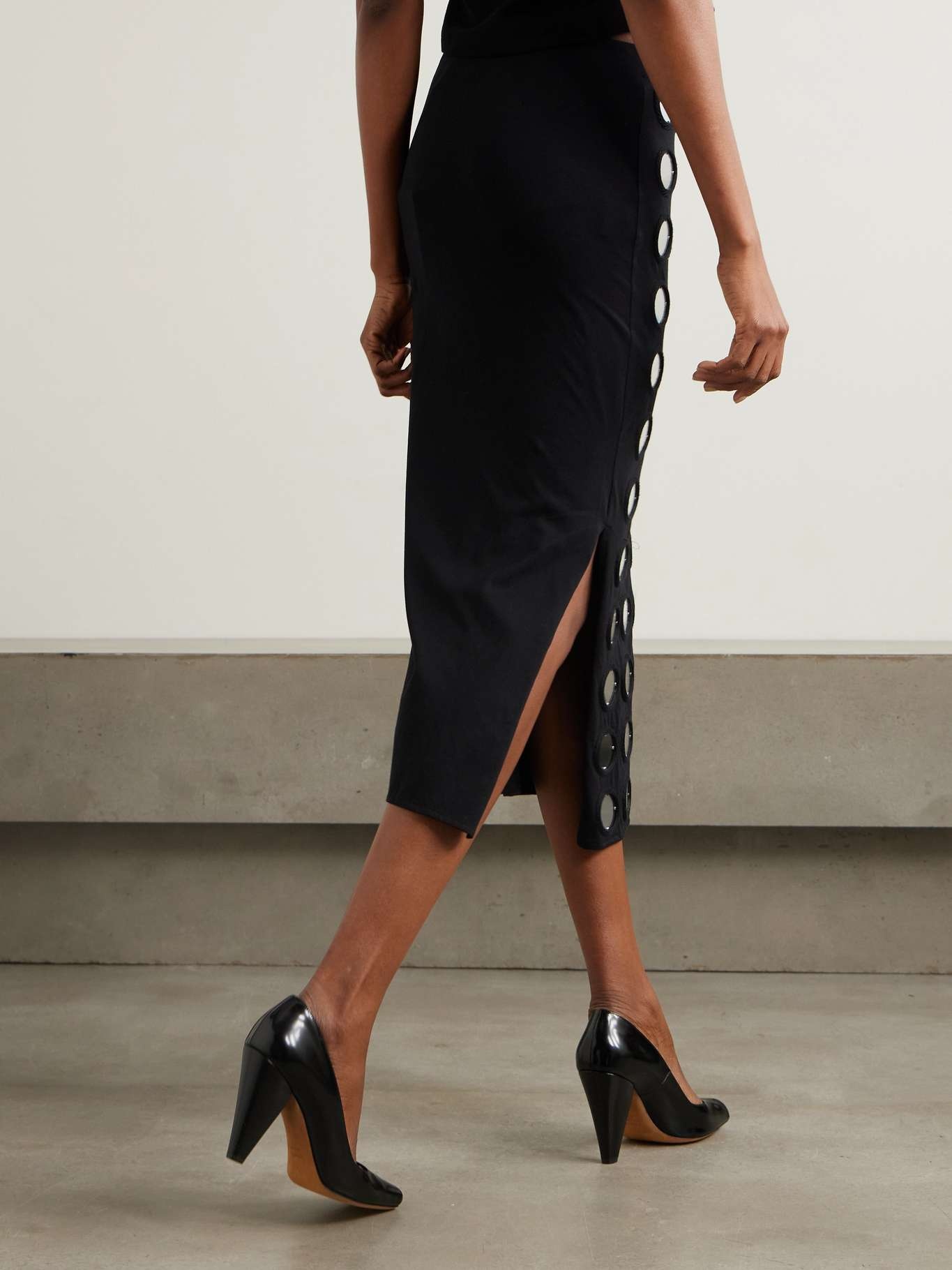 Embellished cotton maxi skirt Black - 3