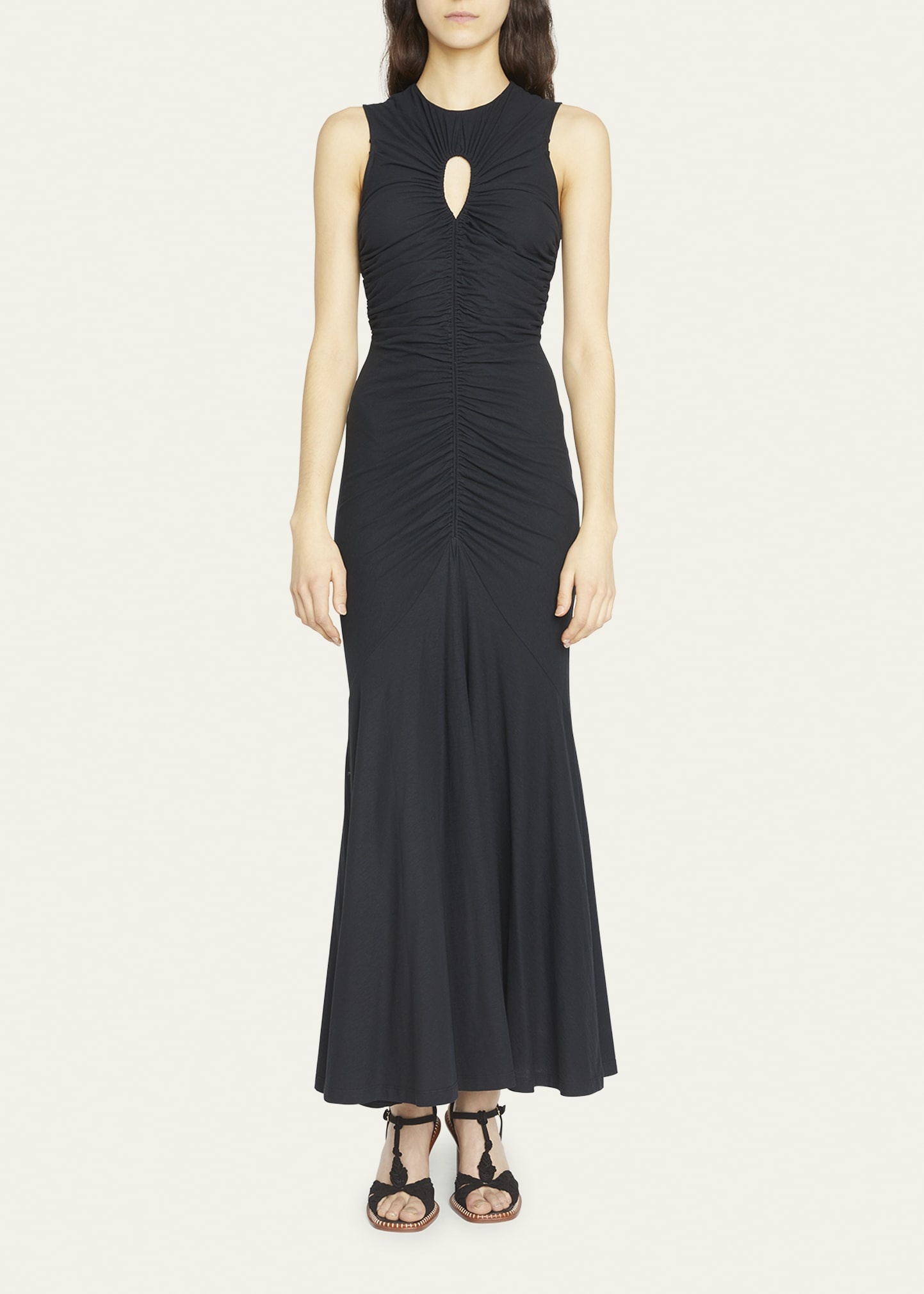 Gwynne Long Sleeveless Ruched Dress with Keyhole - 2