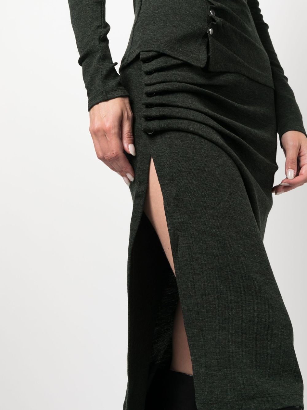 asymmetric gathered midi skirt - 5