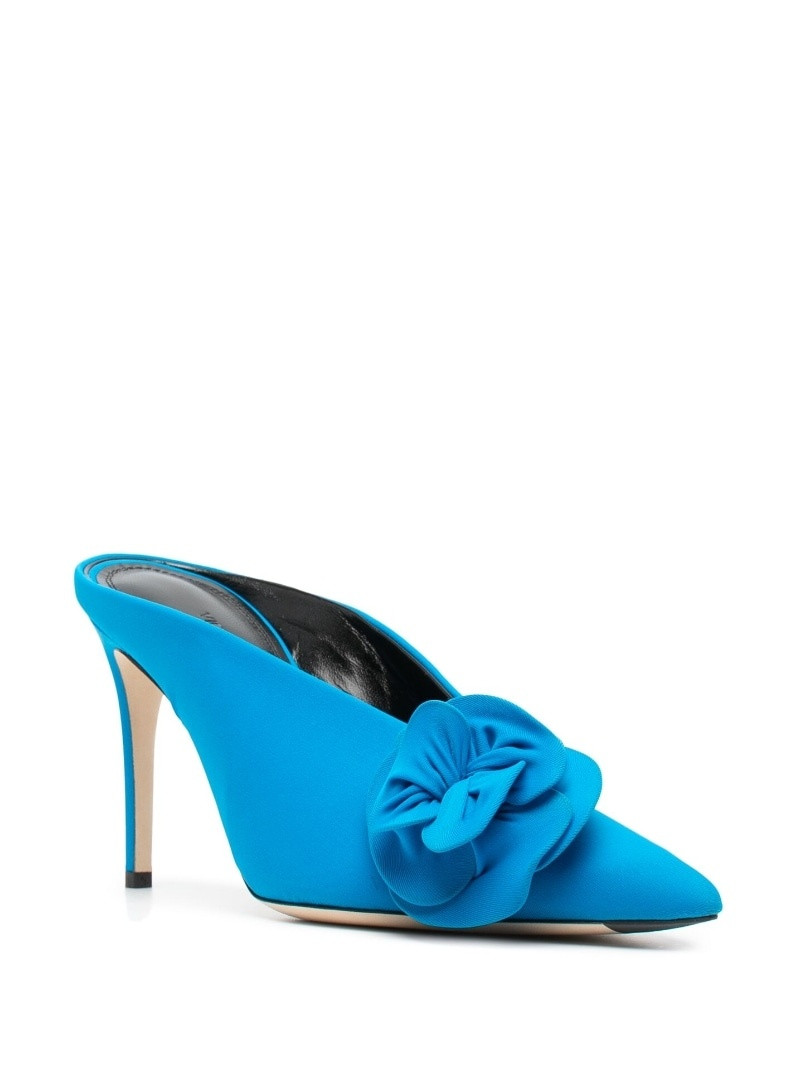 Victoria Beckham floral-appliqué 105mm leather mules outlook