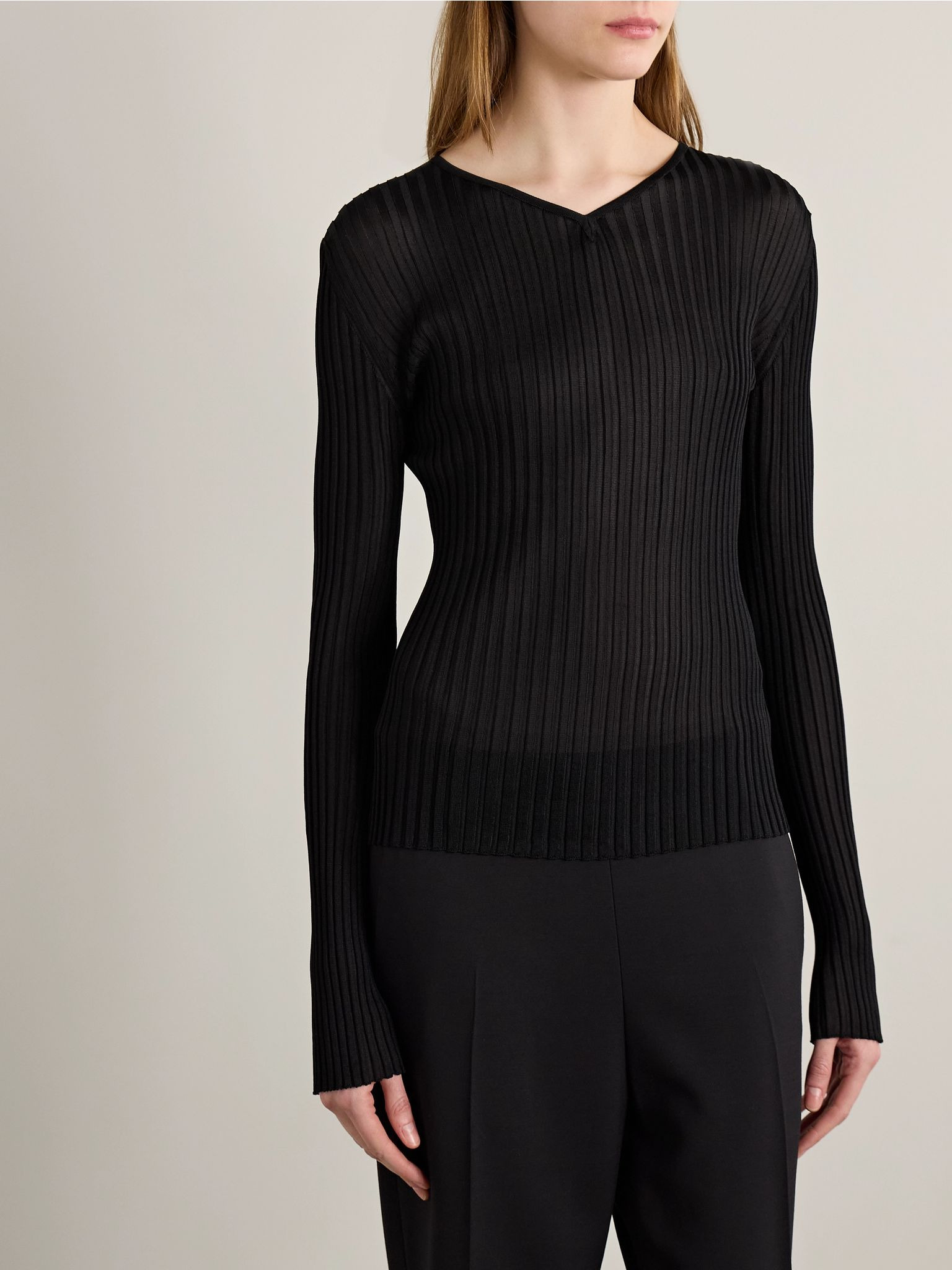 Tia ribbed-knit top Black - 3