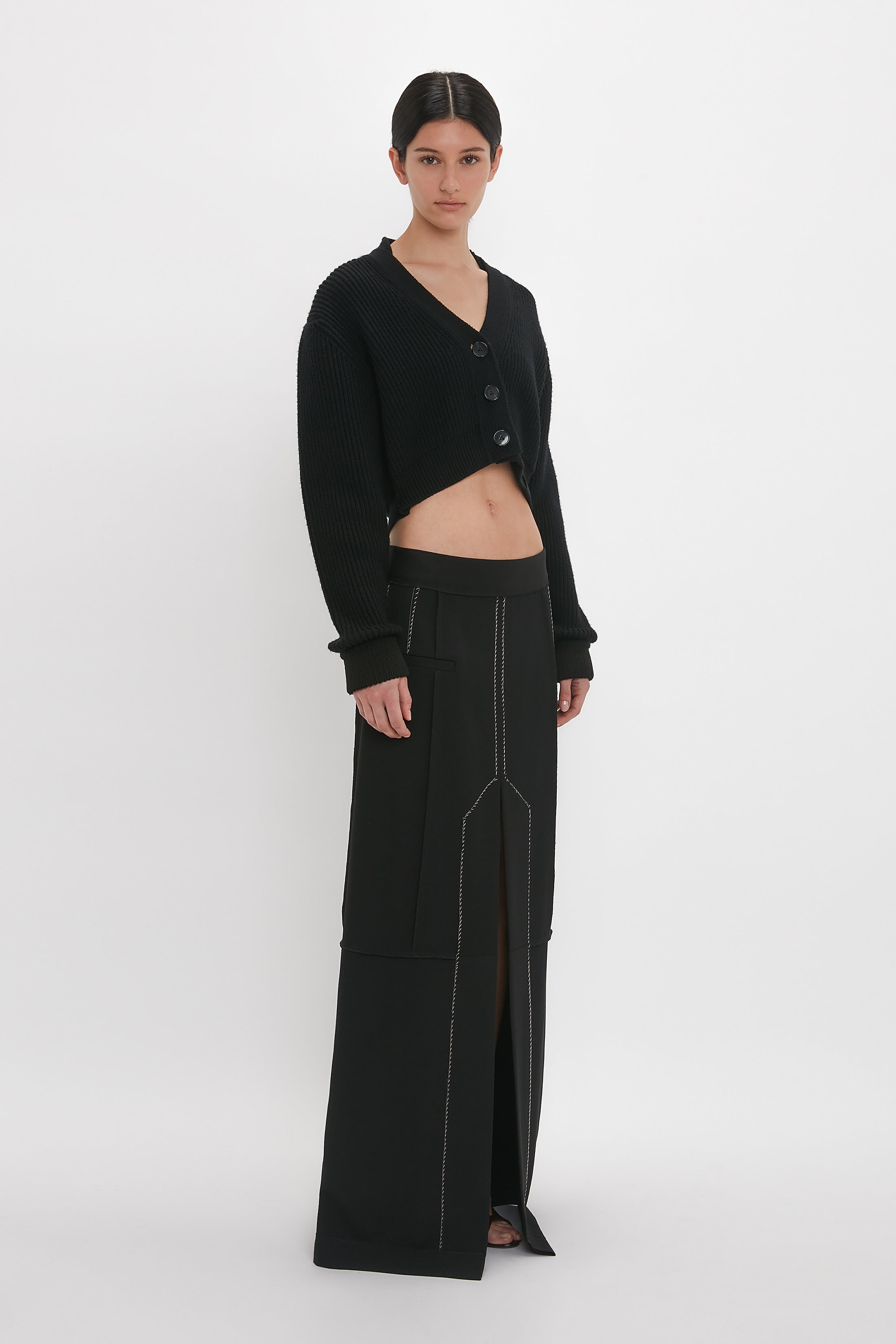 Deconstructed Floor-Length Skirt In Black - 3
