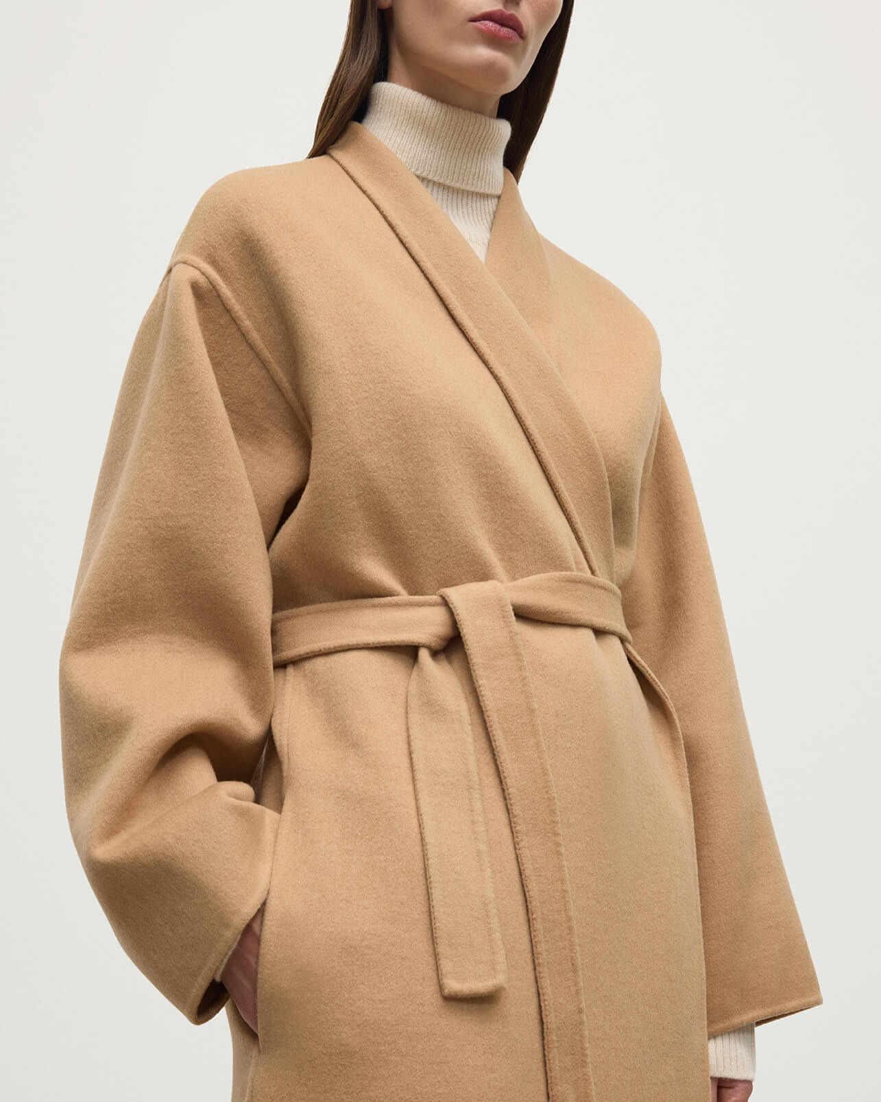 Camel Cashmere Wrap Coat - 5