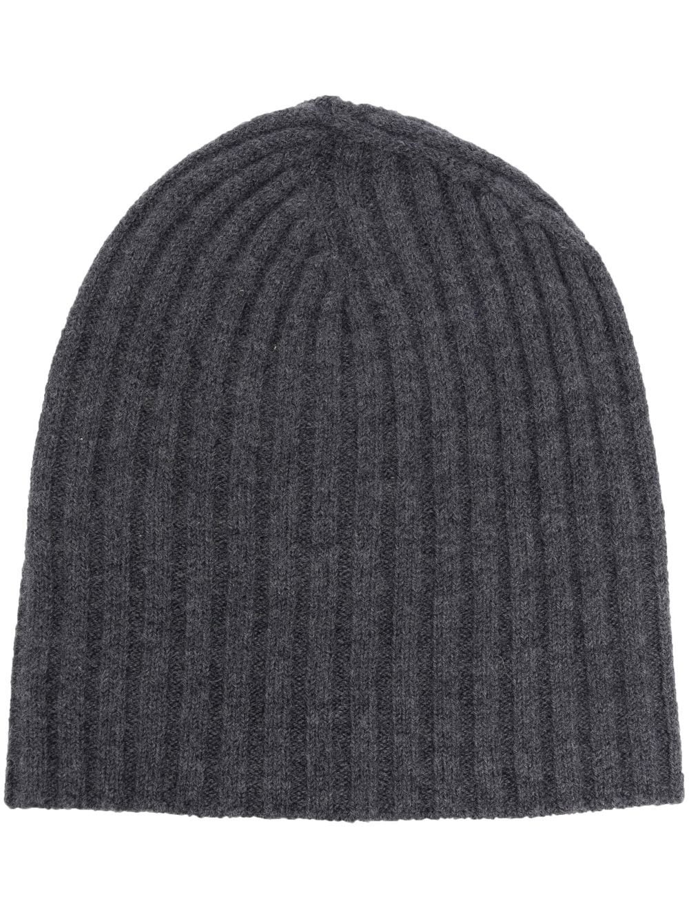 ribbed knit wool beanie - 1