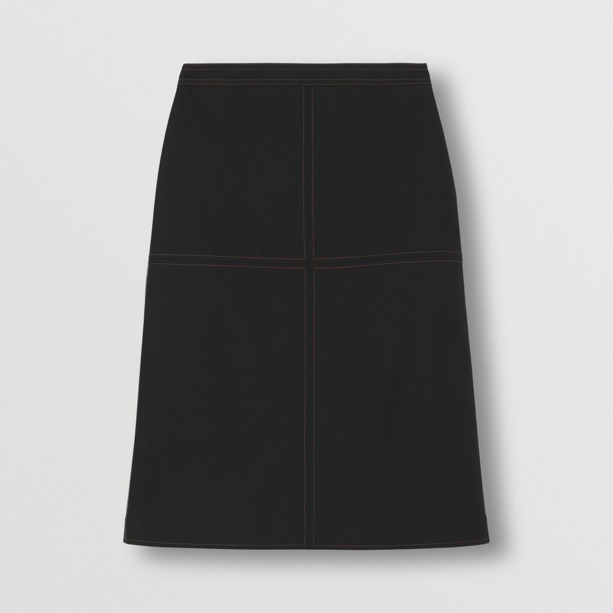 Topstitched Cotton Gabardine Skirt - 1