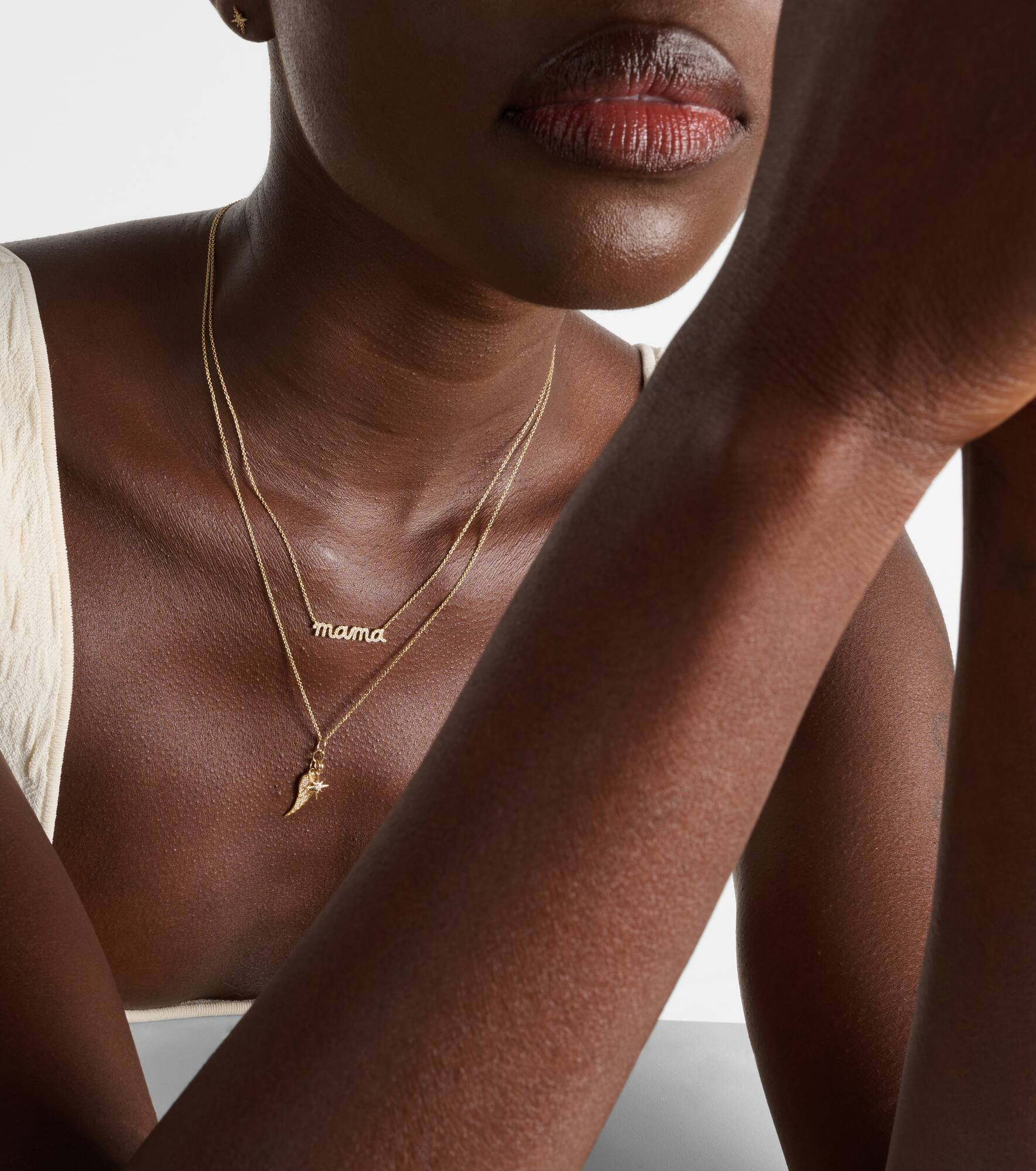 Mama 14kt yellow gold necklace with diamonds - 2