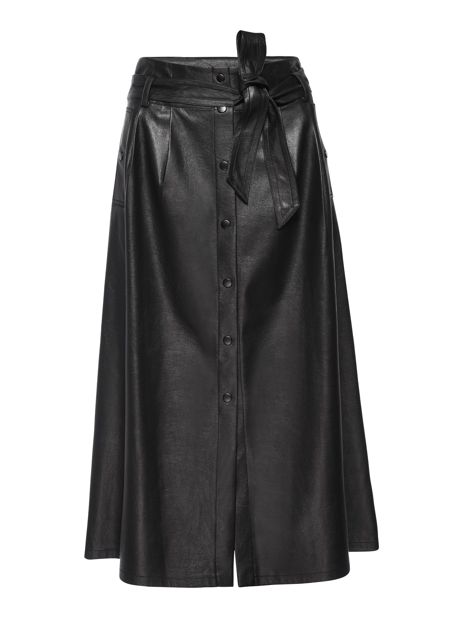 The Teagan Vegan Leather Belted Skirt - 6