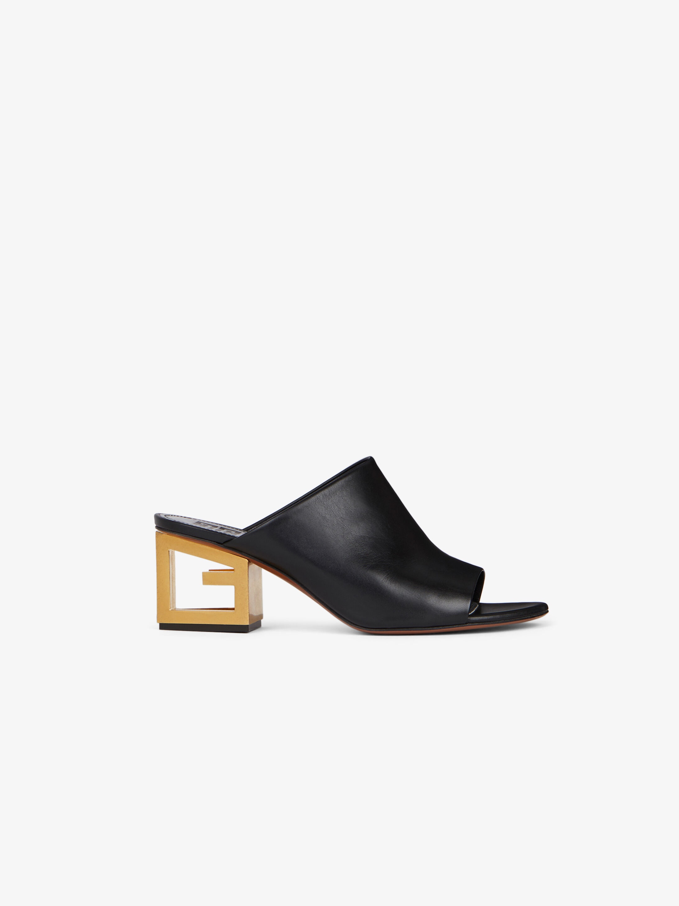 Mules in leather with triangular G heel - 1