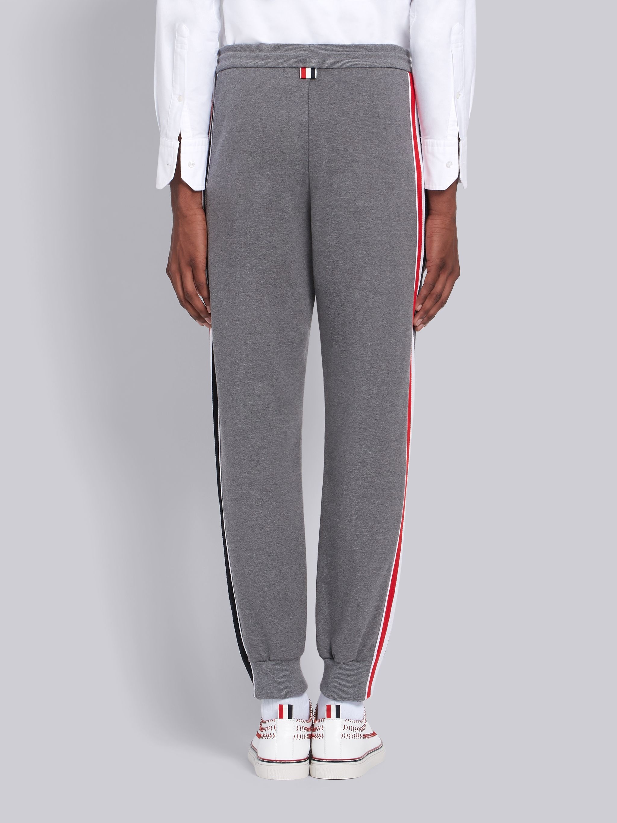 Medium Grey Cotton Interlocking RWB Stripe Track Pants - 3