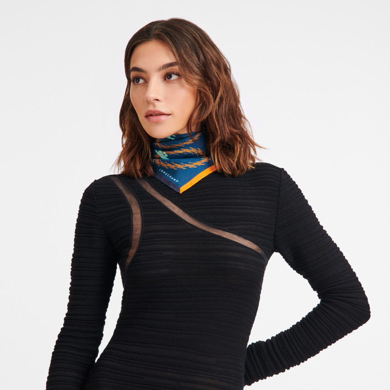 Longchamp Manège Longchamp Silk scarf 50 Navy - OTHER outlook