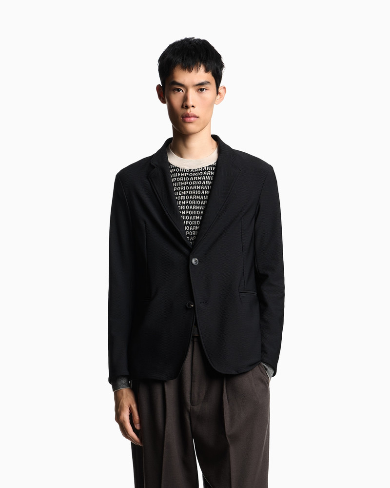 EMPORIO ARMANI SINGLE-BREASTED JACKET IN TECHNICAL JERSEY WITH A 3D MICRO-TEXTURED EFFECT outlook