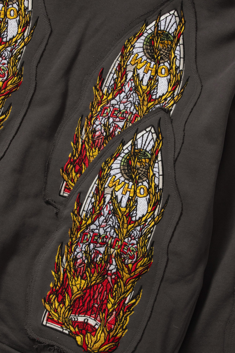 WHO DECIDES WAR FLAME GLASS EMBROIDERED HOODED PULLOVER outlook