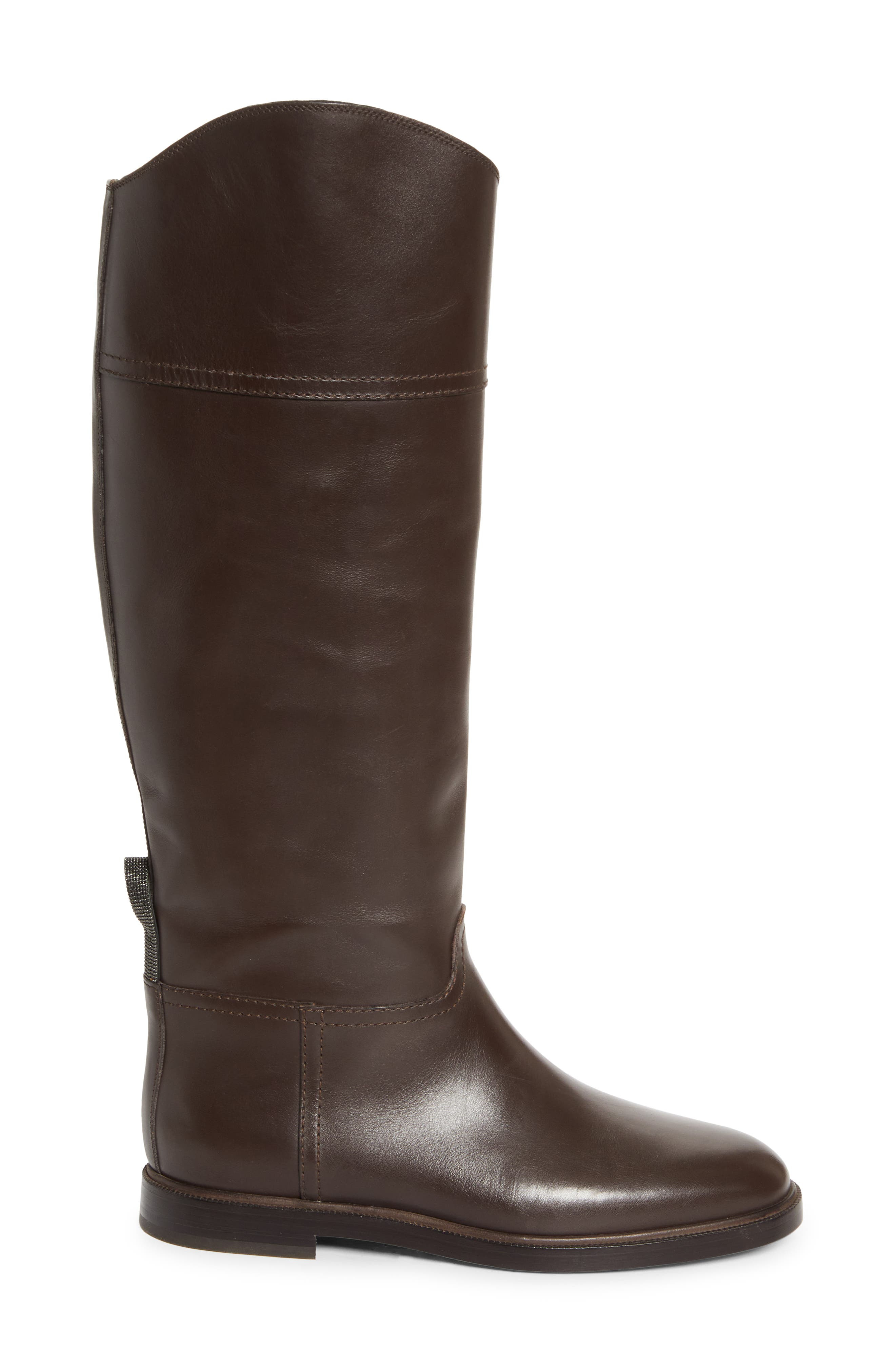 Brunello Cucinelli Monili Trim Riding Boot in C8279 Dark Brown at Nordstrom - 3