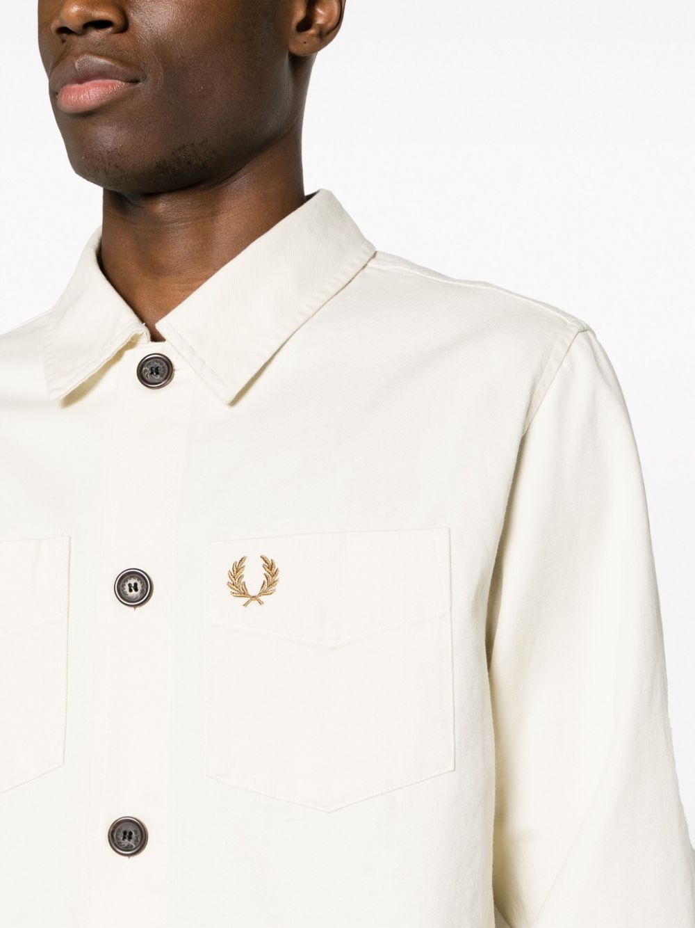 logo-embroidery button-up shirt - 5