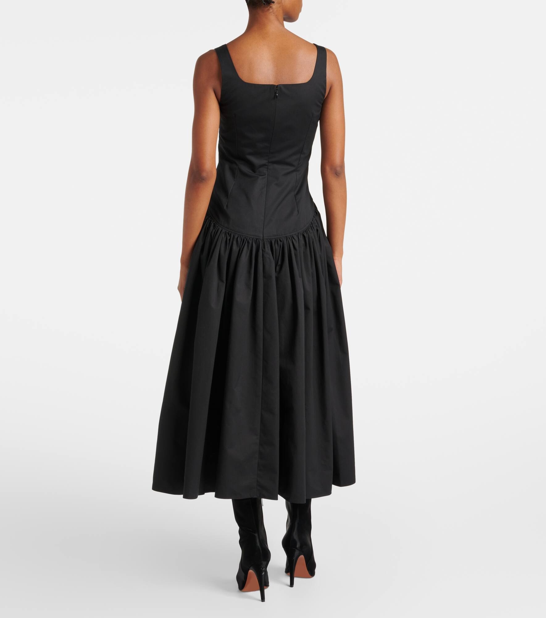 Gathered cotton midi dress - 3