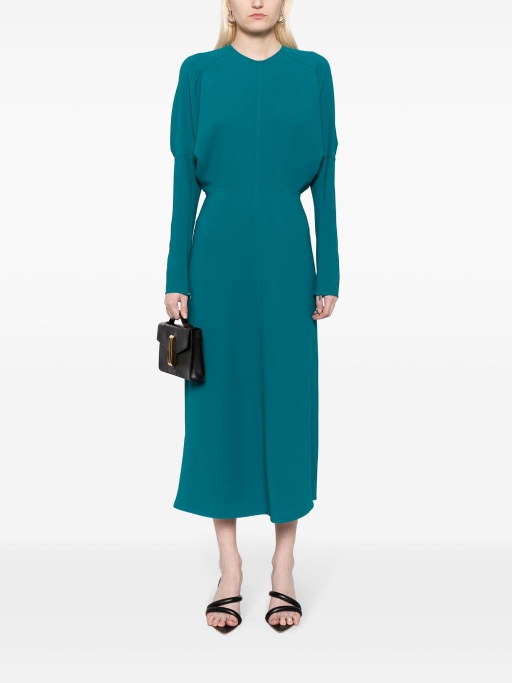 dolman-sleeves draped midi dress - 2