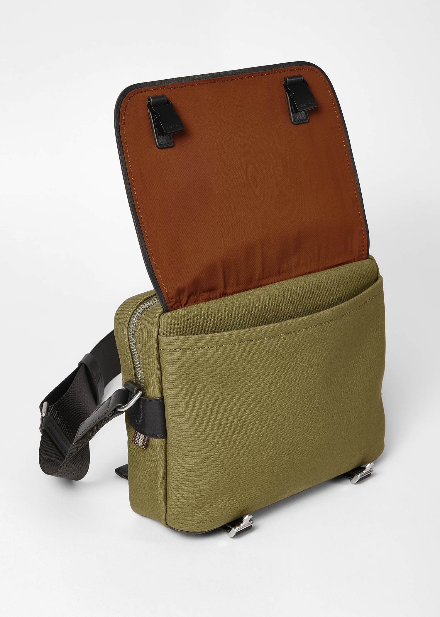 Khaki 'Floral Street' Cotton Canvas Messenger Bag - 9