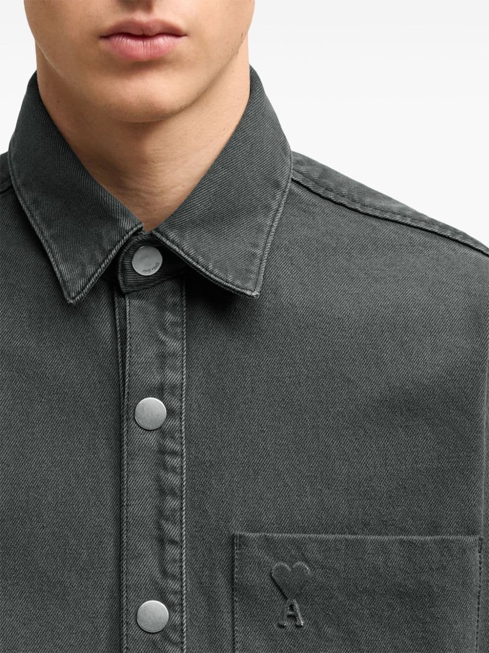 logo-print button-up shirt jacket - 6