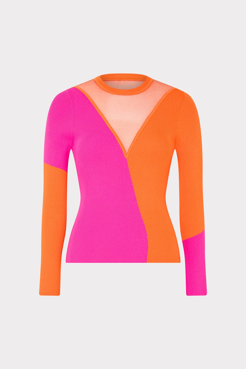 Color Block Sheer Graphic Crewneck 1