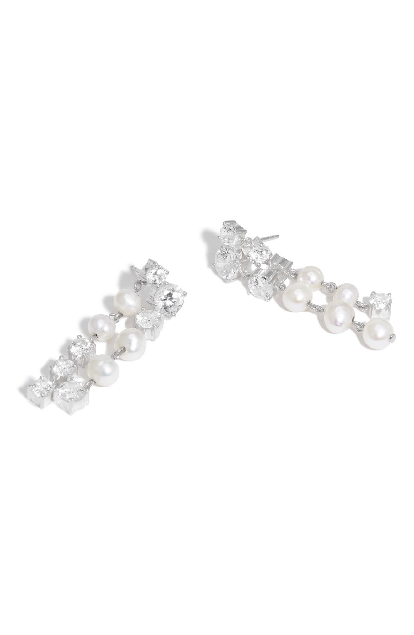 COMPLETEDWORKS Cubic Zirconia & Freshwater Pearl Drop Earrings in Silver Plated at Nordstrom - 5