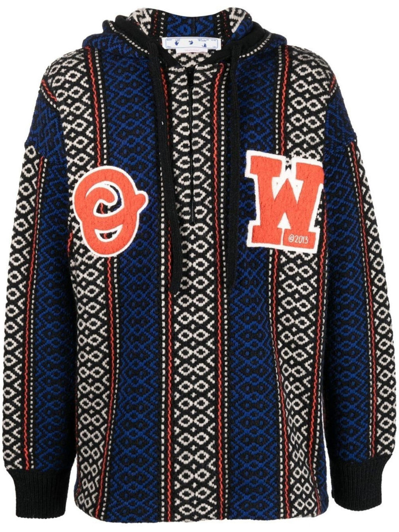 geometric-patterned alpaca-blend hoodie - 1