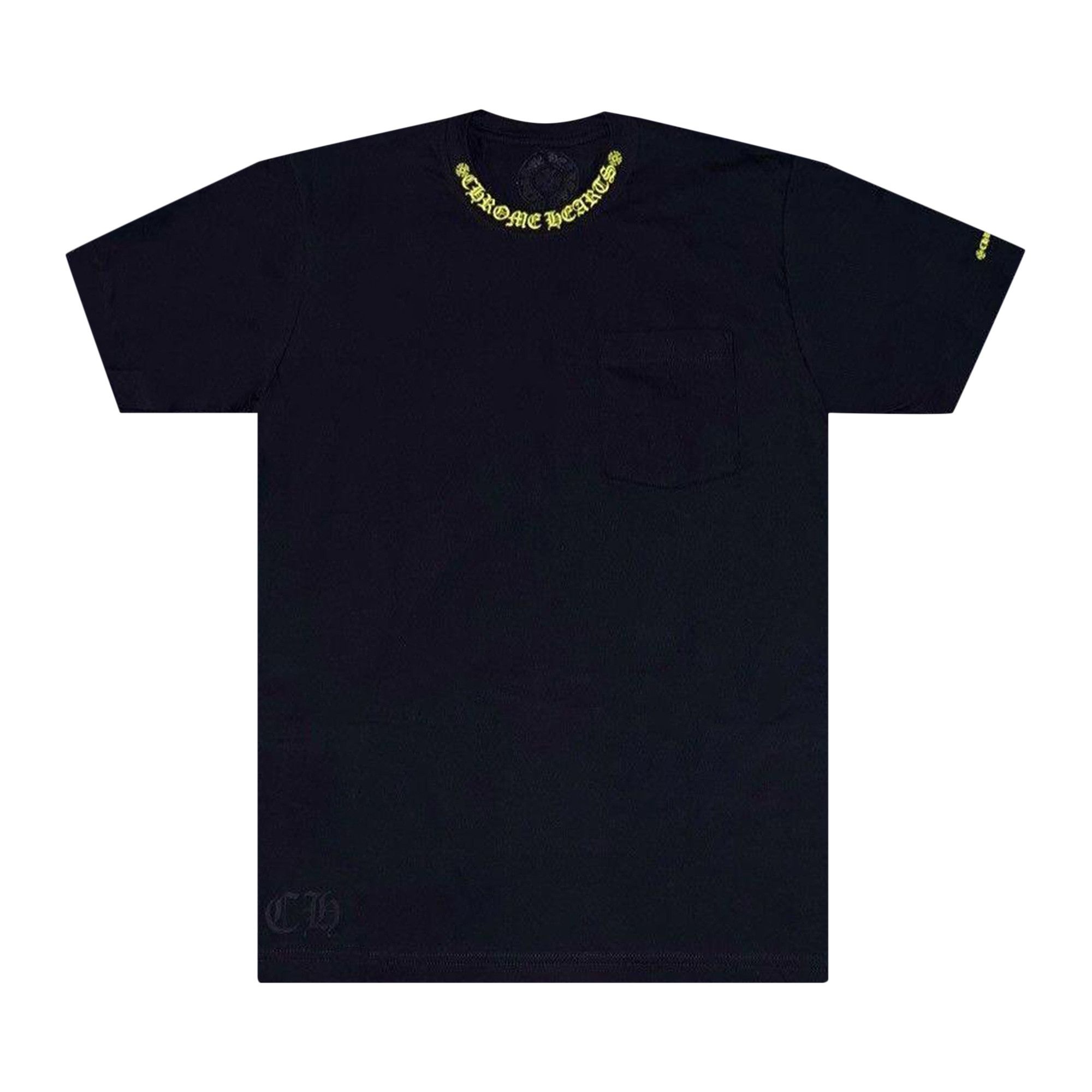Chrome Hearts Neck Logo T-Shirt 'Black/Neon Yellow' - 1